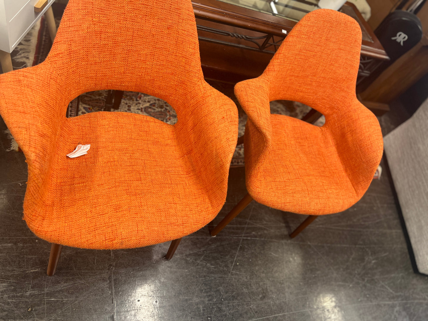 Retro Orange Tweed Accent Chair