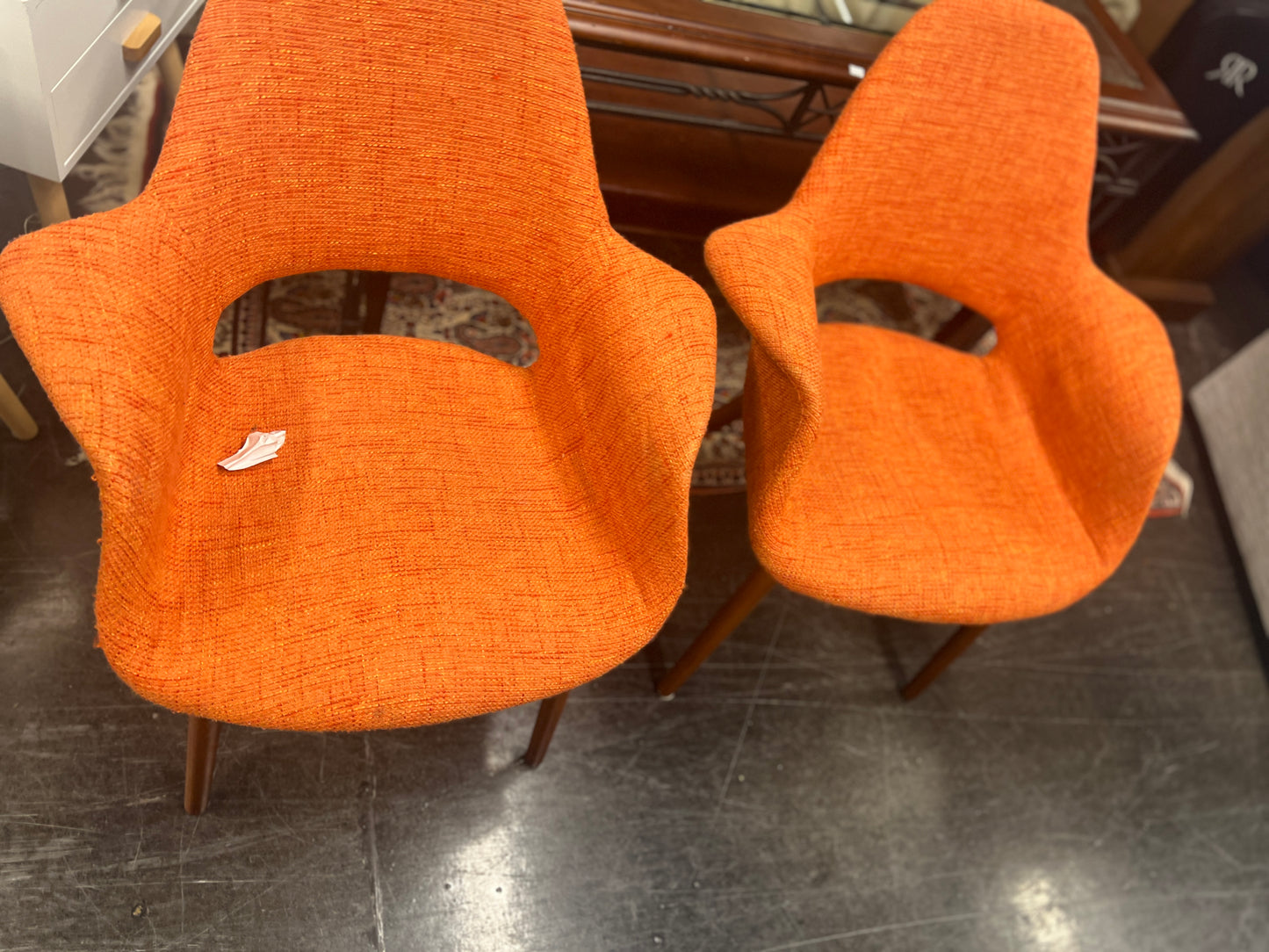 Retro Orange Tweed Accent Chair
