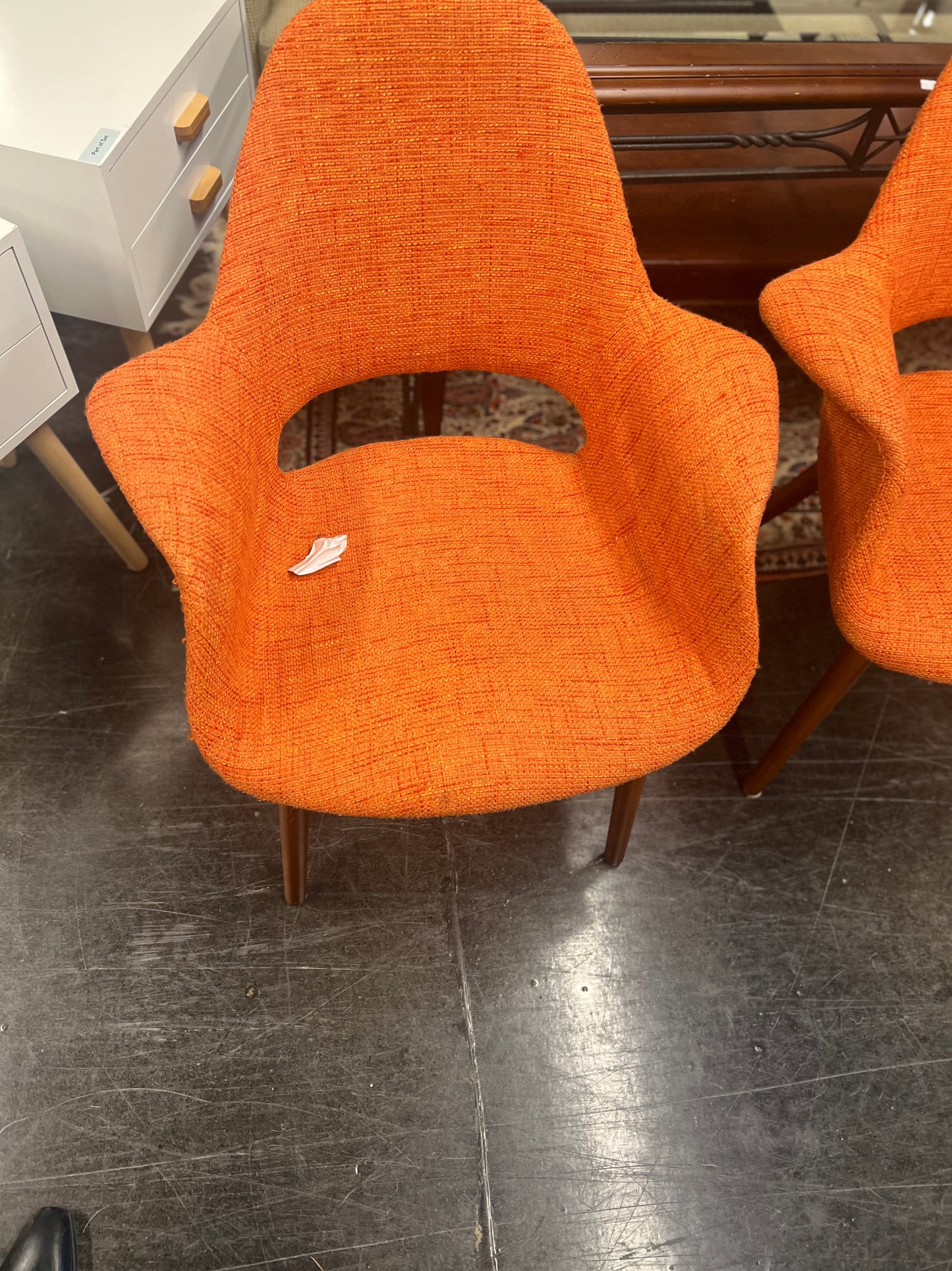 Retro Orange Tweed Accent Chair