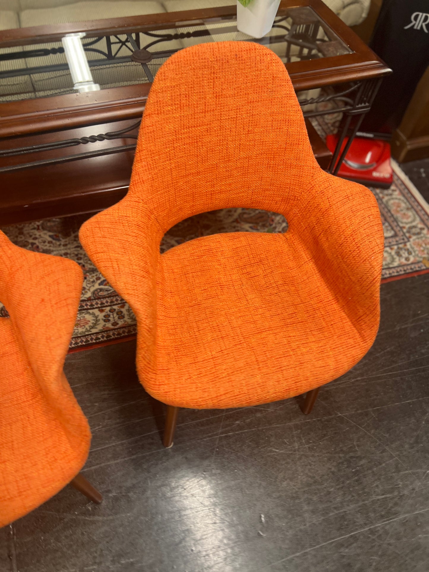 Retro Orange Tweed Accent Chair