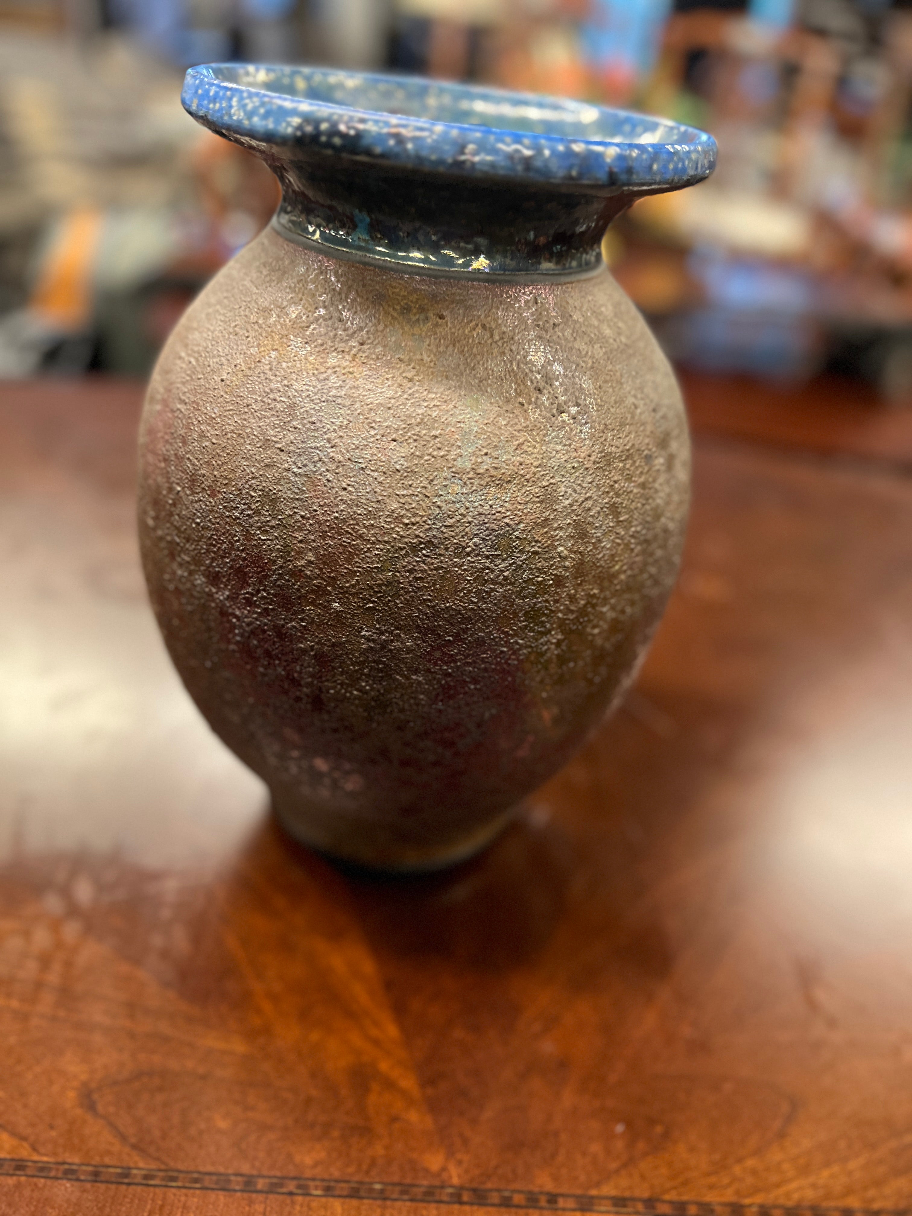 Blue and Copper Multi Fired Large Decorative vase