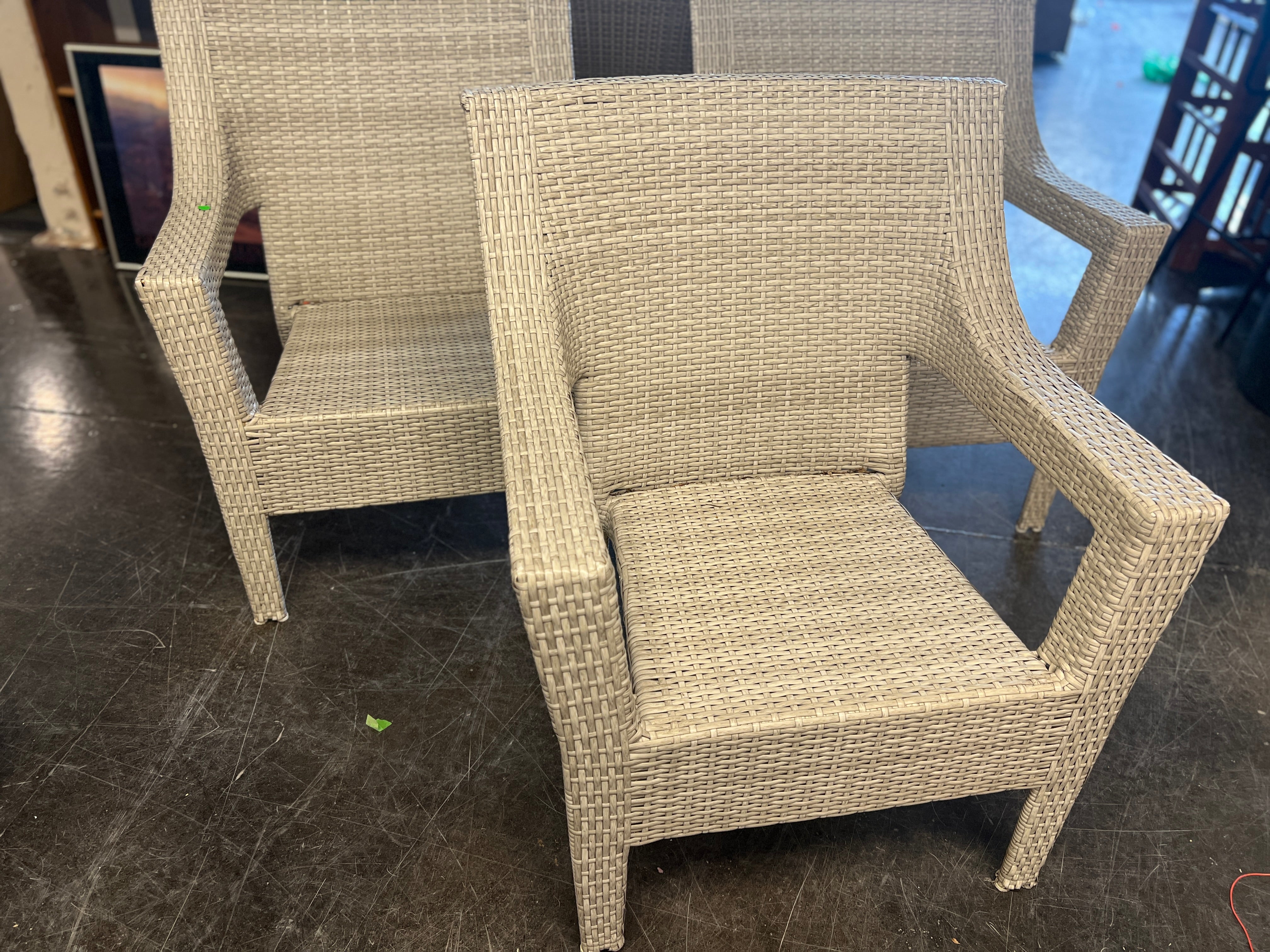 White Rattan Outdoor Patio Chairs (Set of Three)