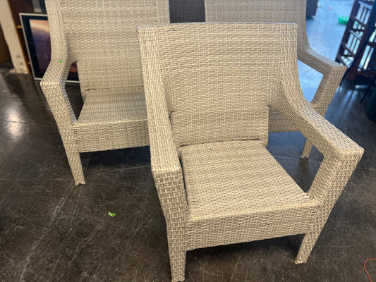 White Rattan Outdoor Patio Chairs (Set of Three)