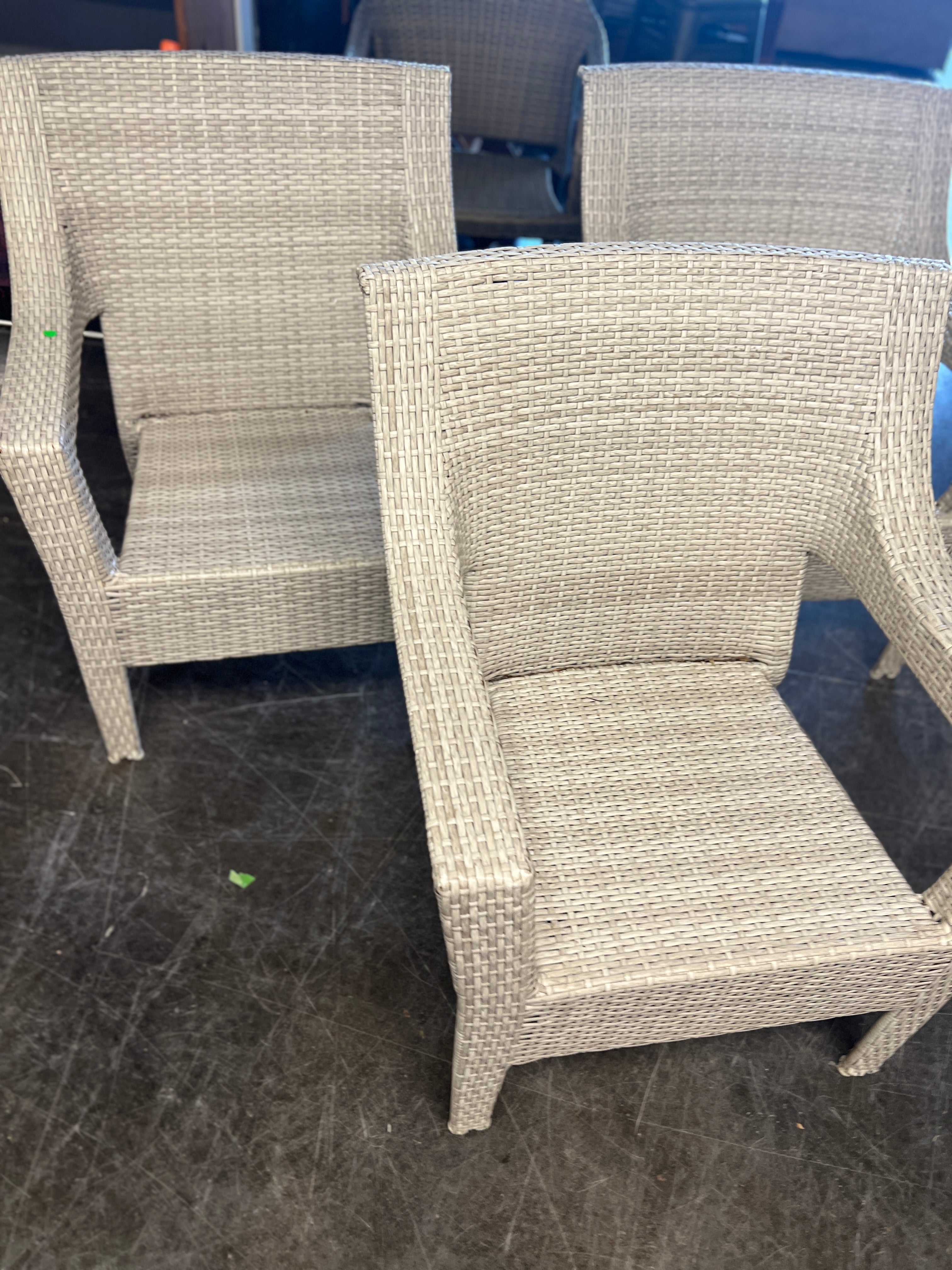 White Rattan Outdoor Patio Chairs (Set of Three)