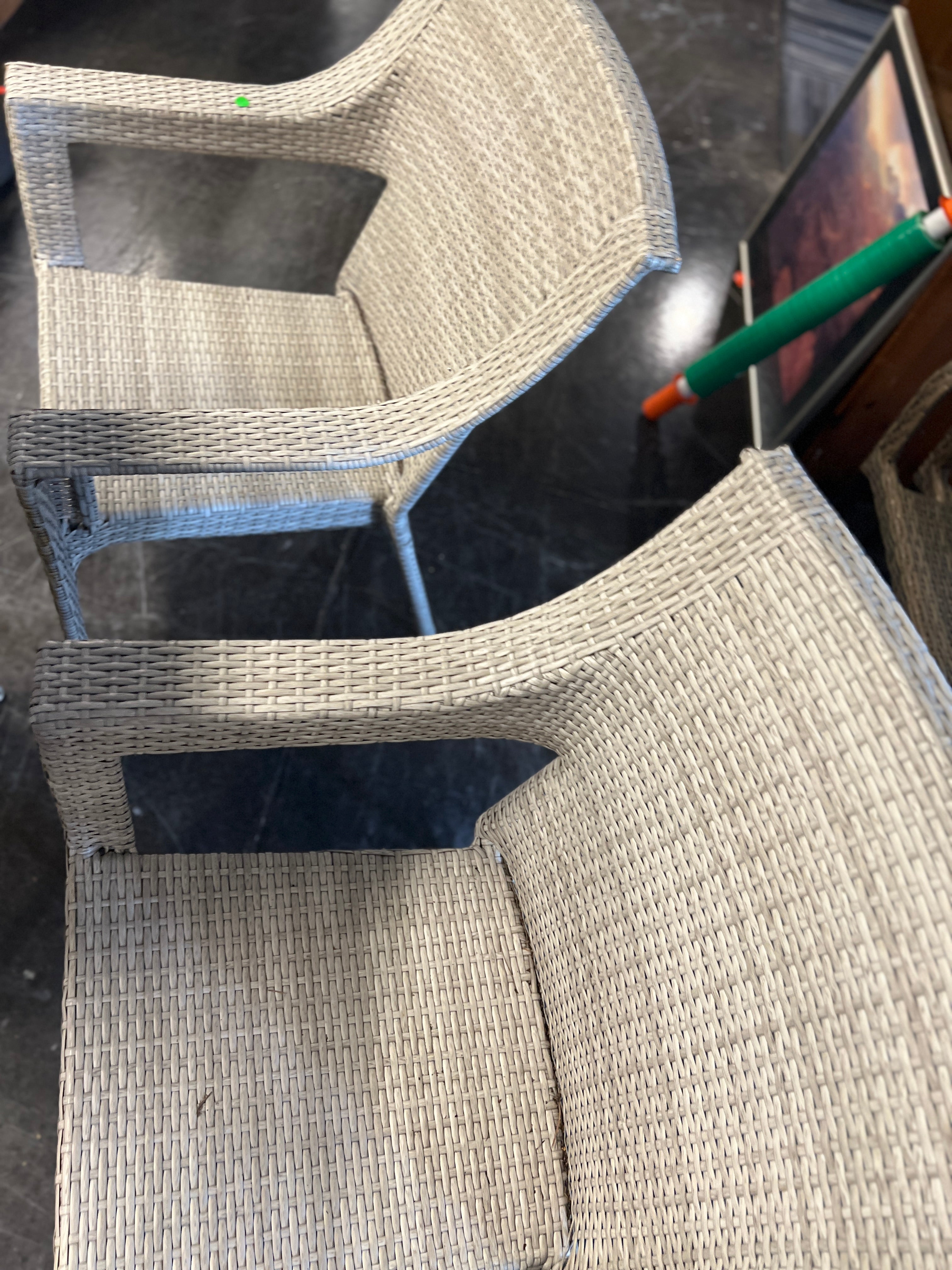 White Rattan Outdoor Patio Chairs (Set of Three)