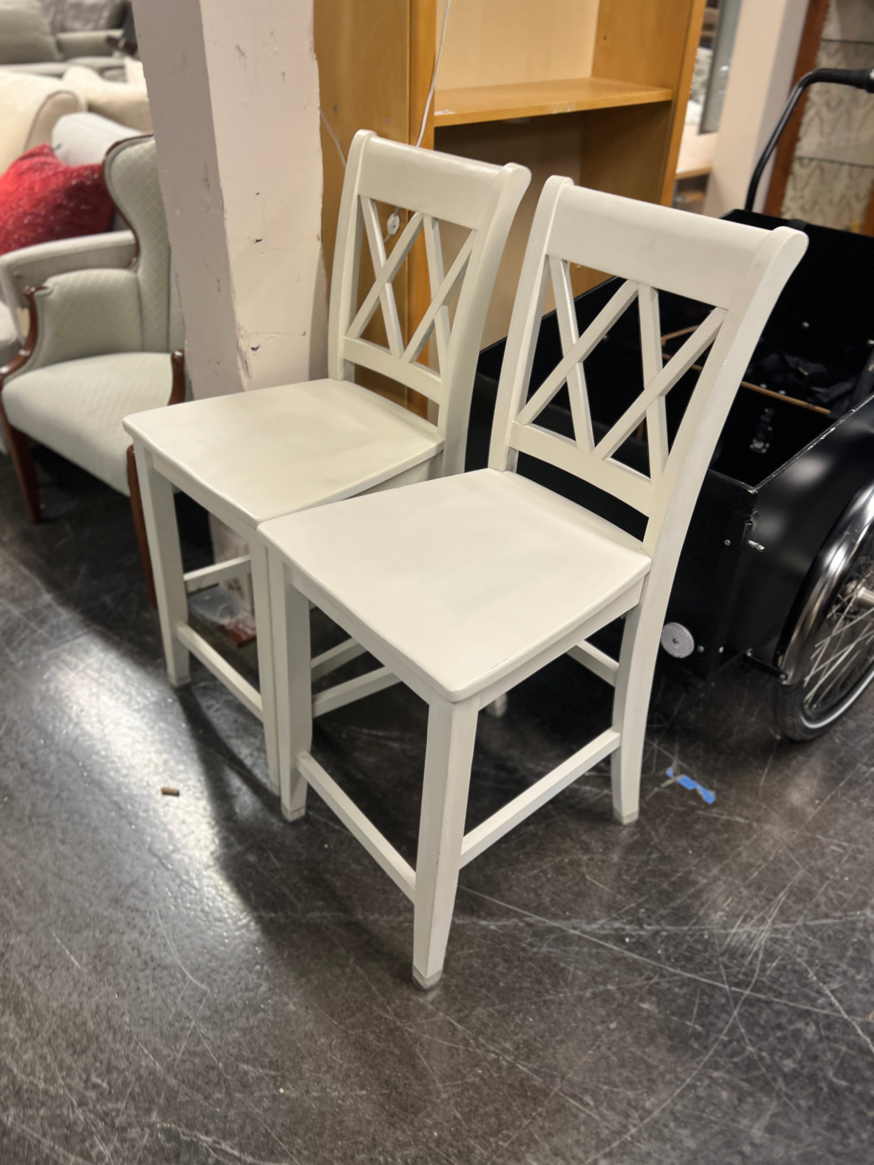White Counter Height Farmhouse Chairs (SET OF 2)