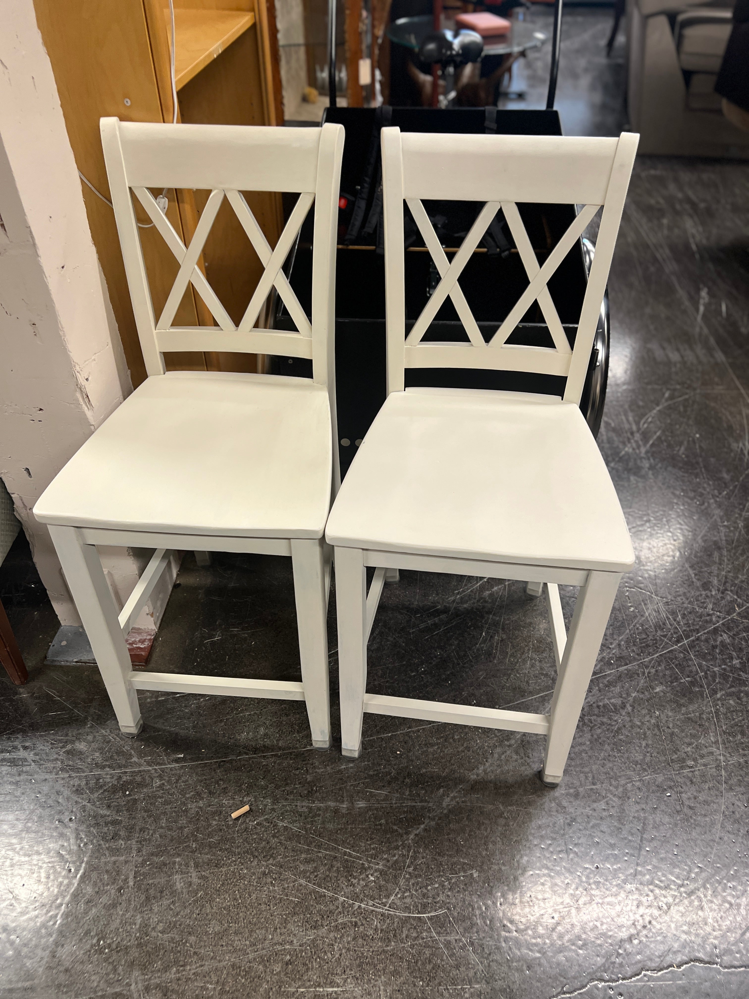 White Counter Height Farmhouse Chairs (SET OF 2)