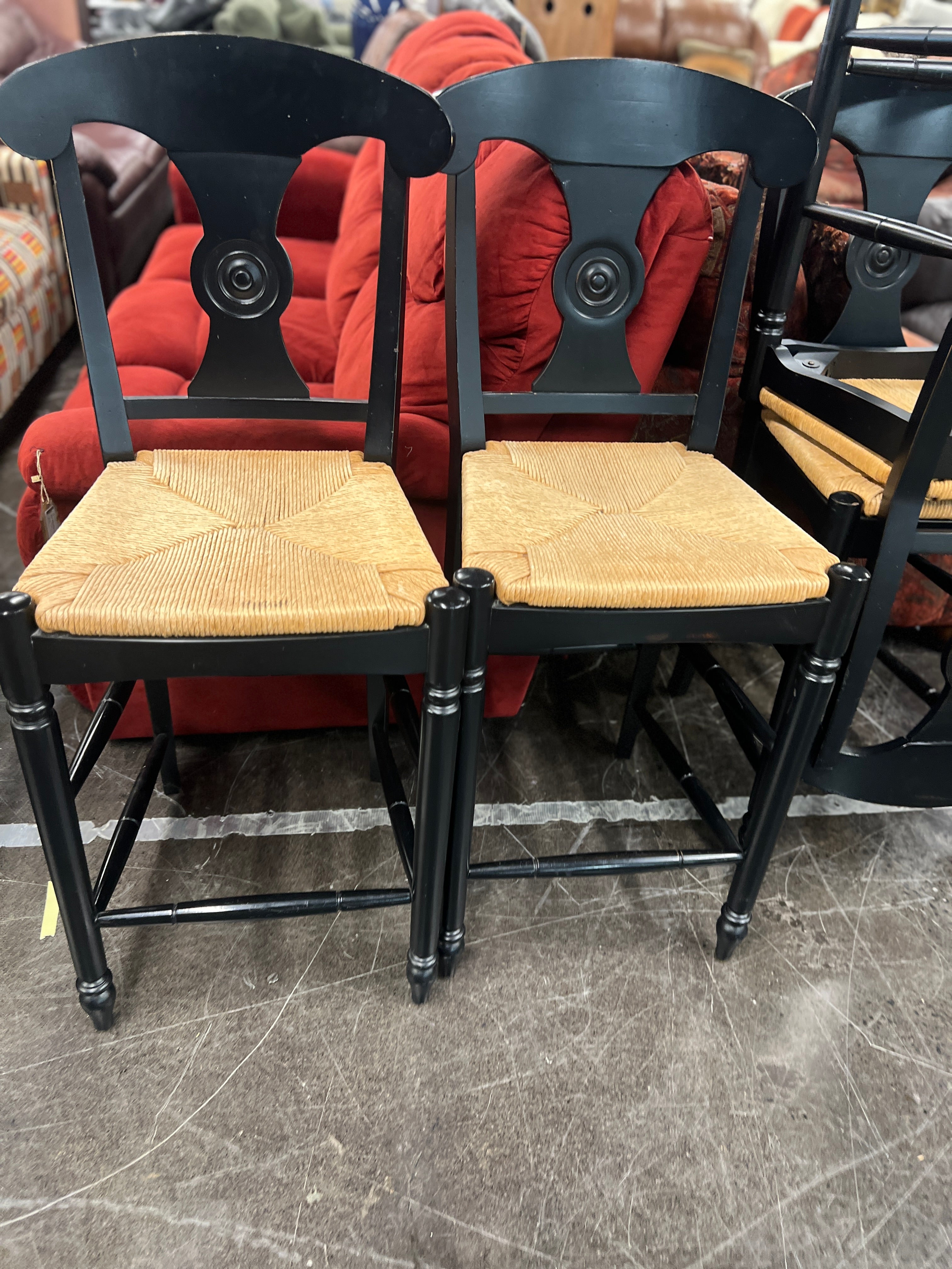 Ethan Allen Espresso and Rattan French Country Barstools (SET of 4)