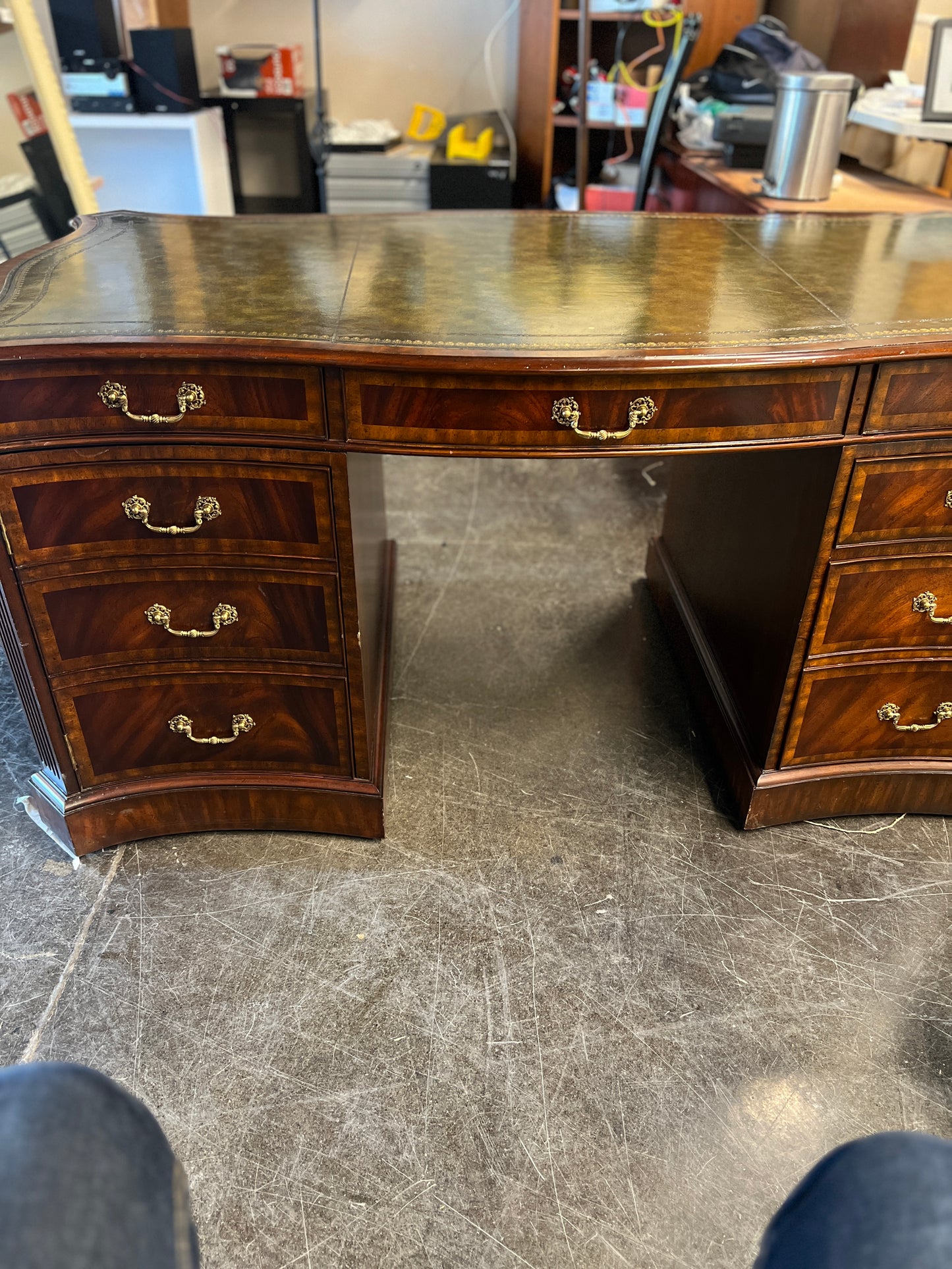 Maitland Smith Green Leather Top Executive Desk