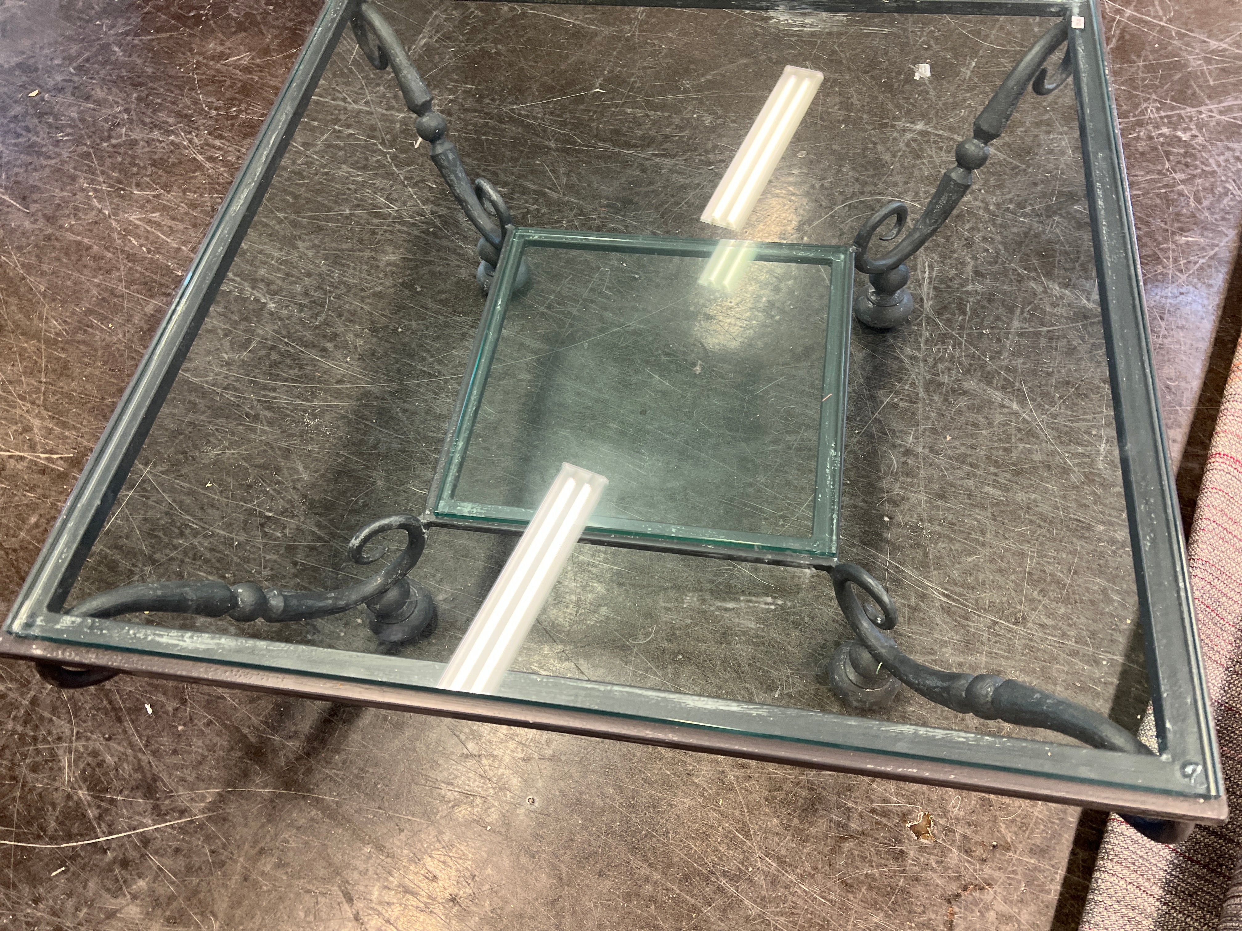 Large Metal and Glass  2 Tier Coffee Table