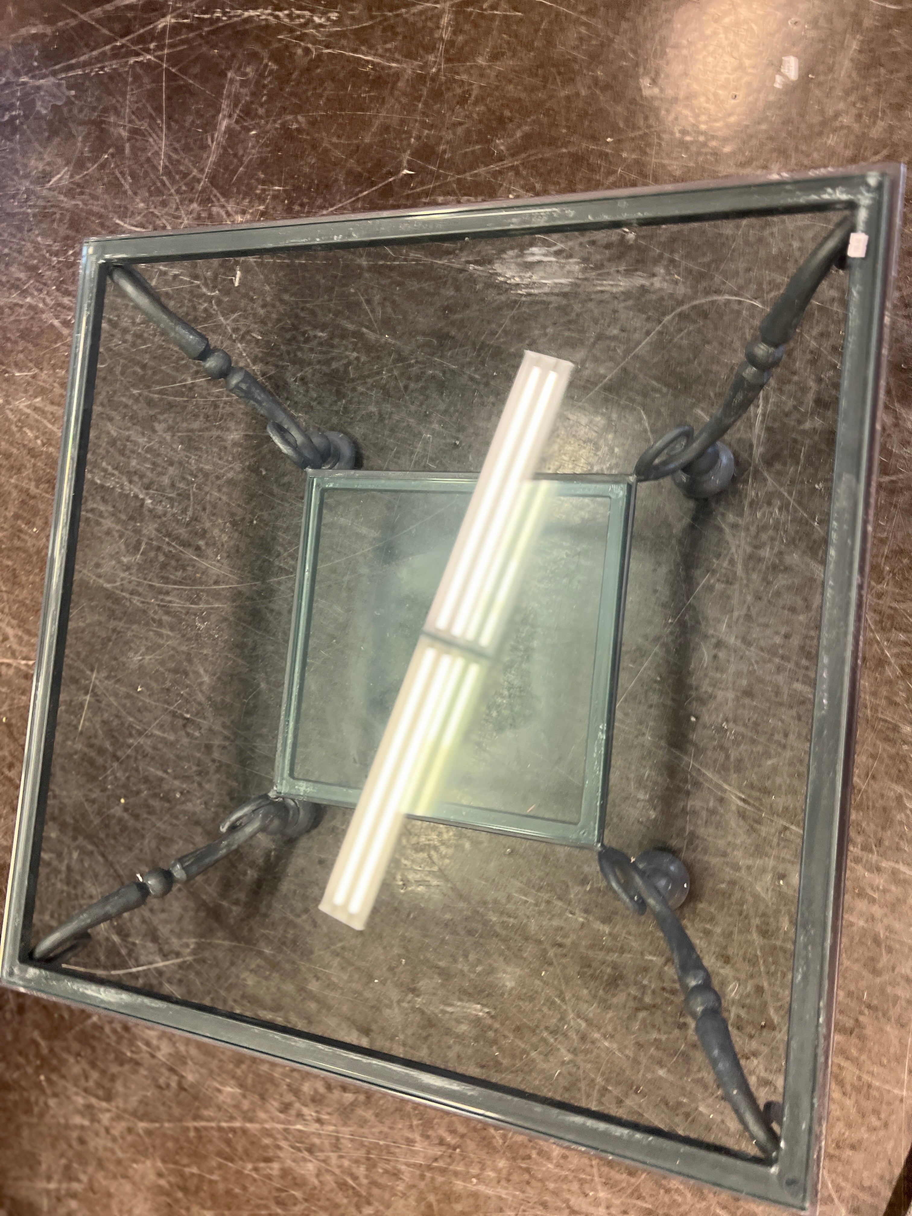 Large Metal and Glass  2 Tier Coffee Table