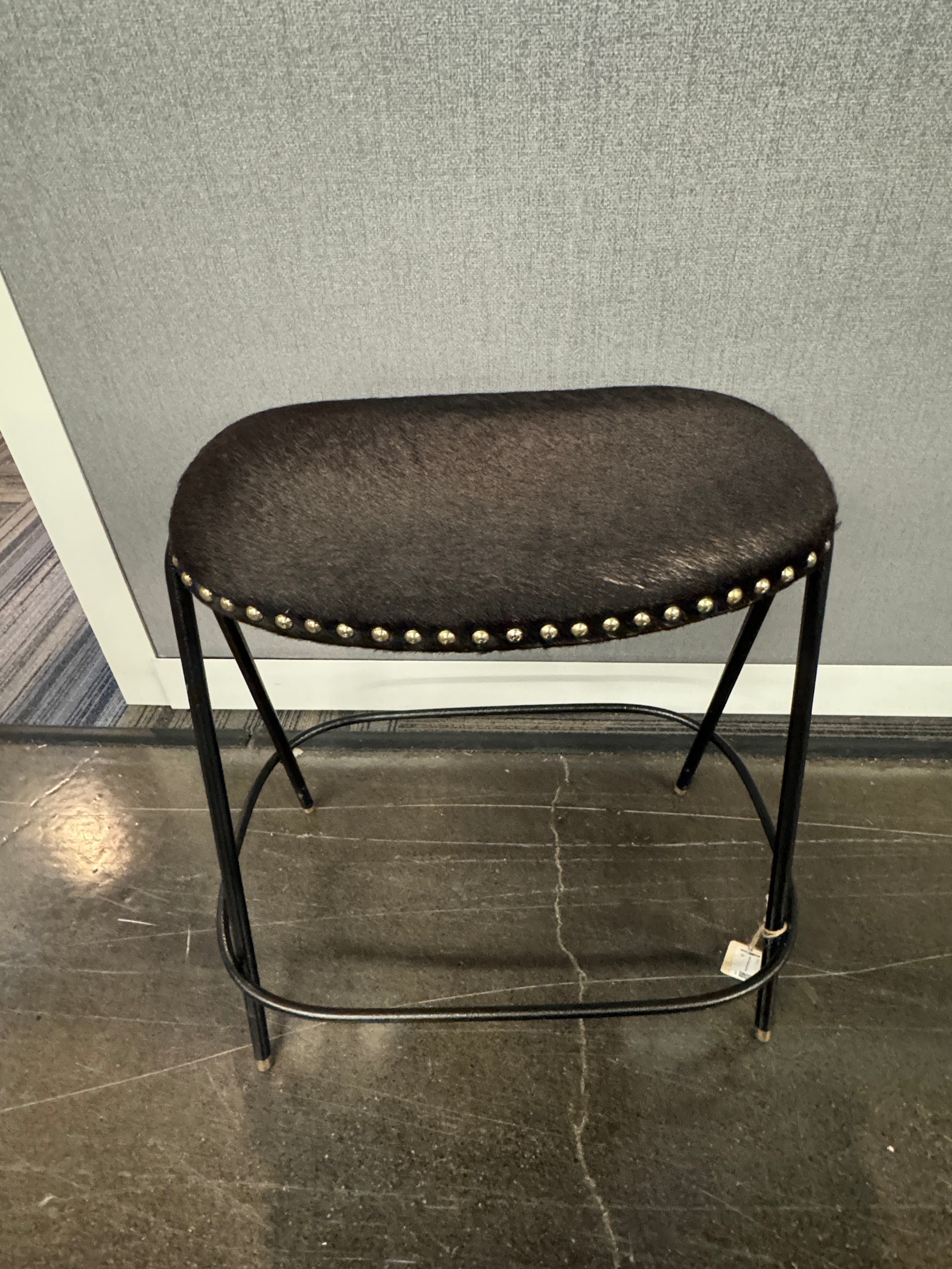 Modern CB2 Metal-Leg Cowhide Counter Stools