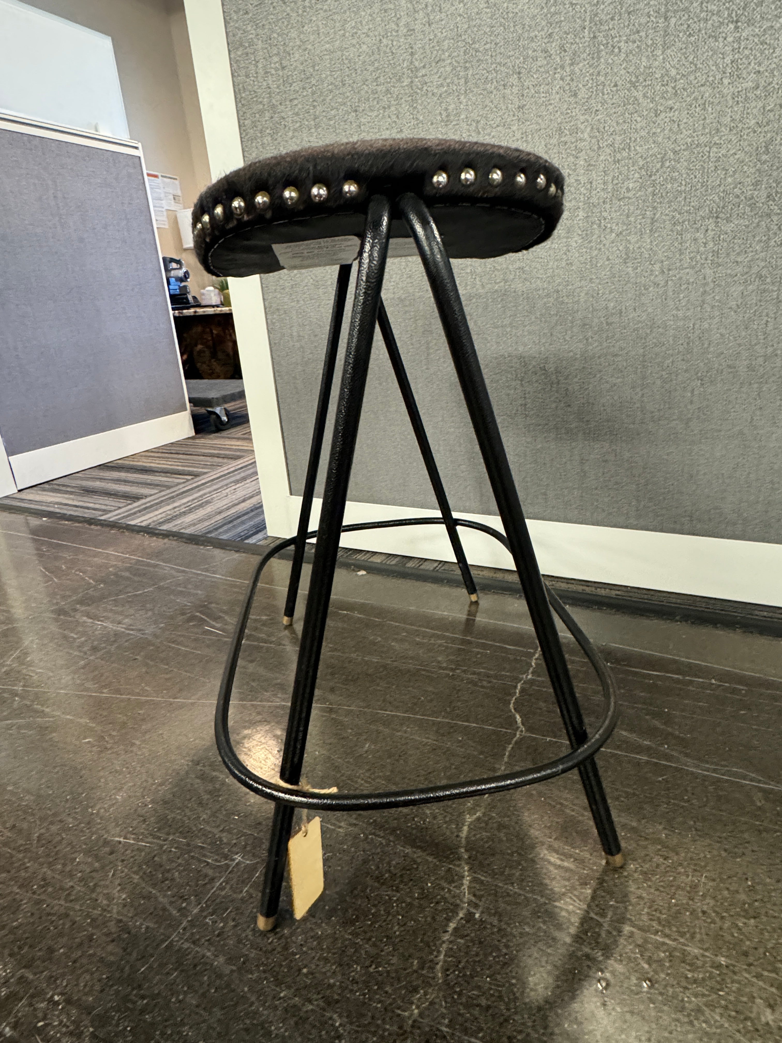 Modern CB2 Metal-Leg Cowhide Counter Stools