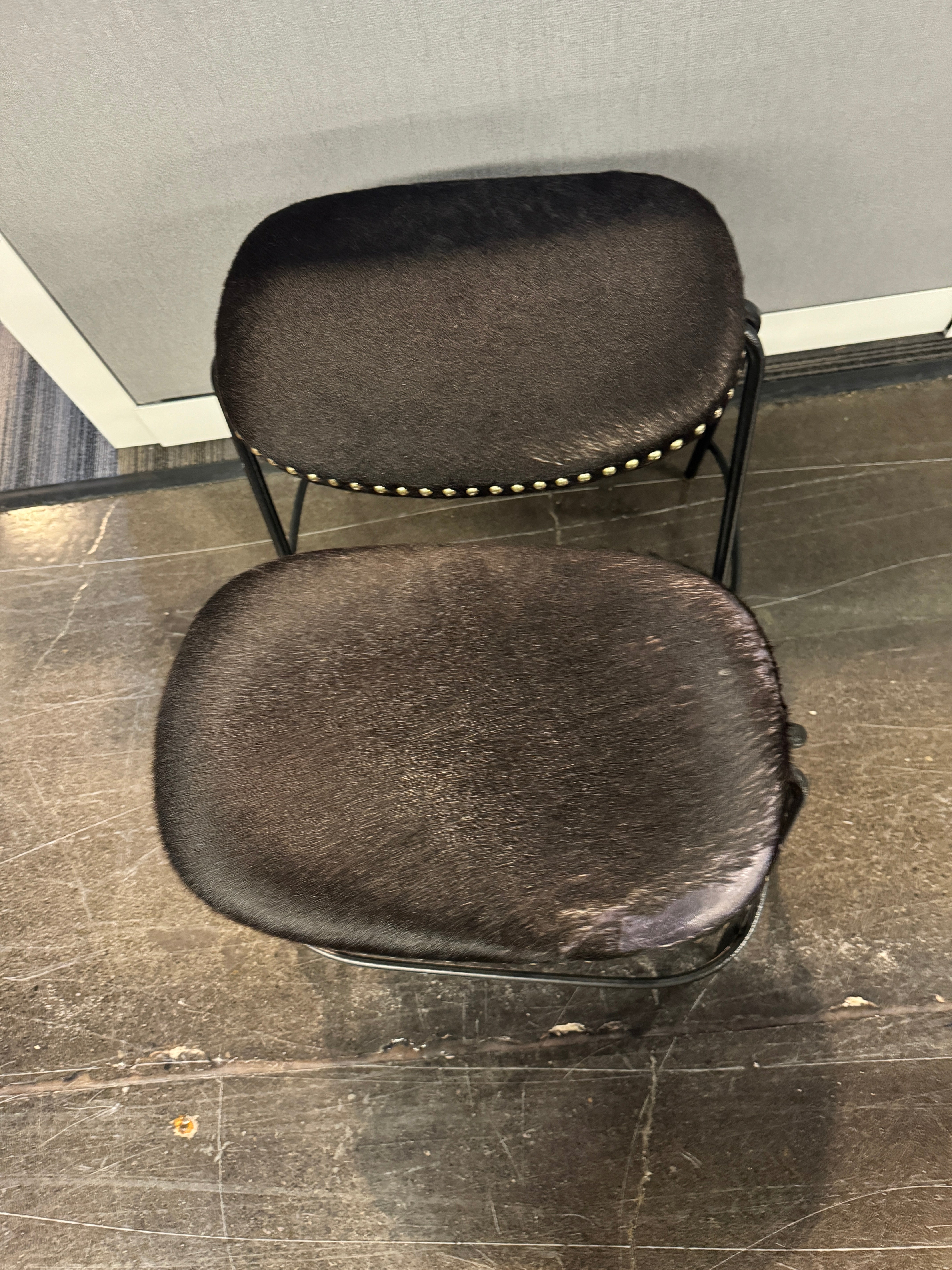 Modern CB2 Metal-Leg Cowhide Counter Stools
