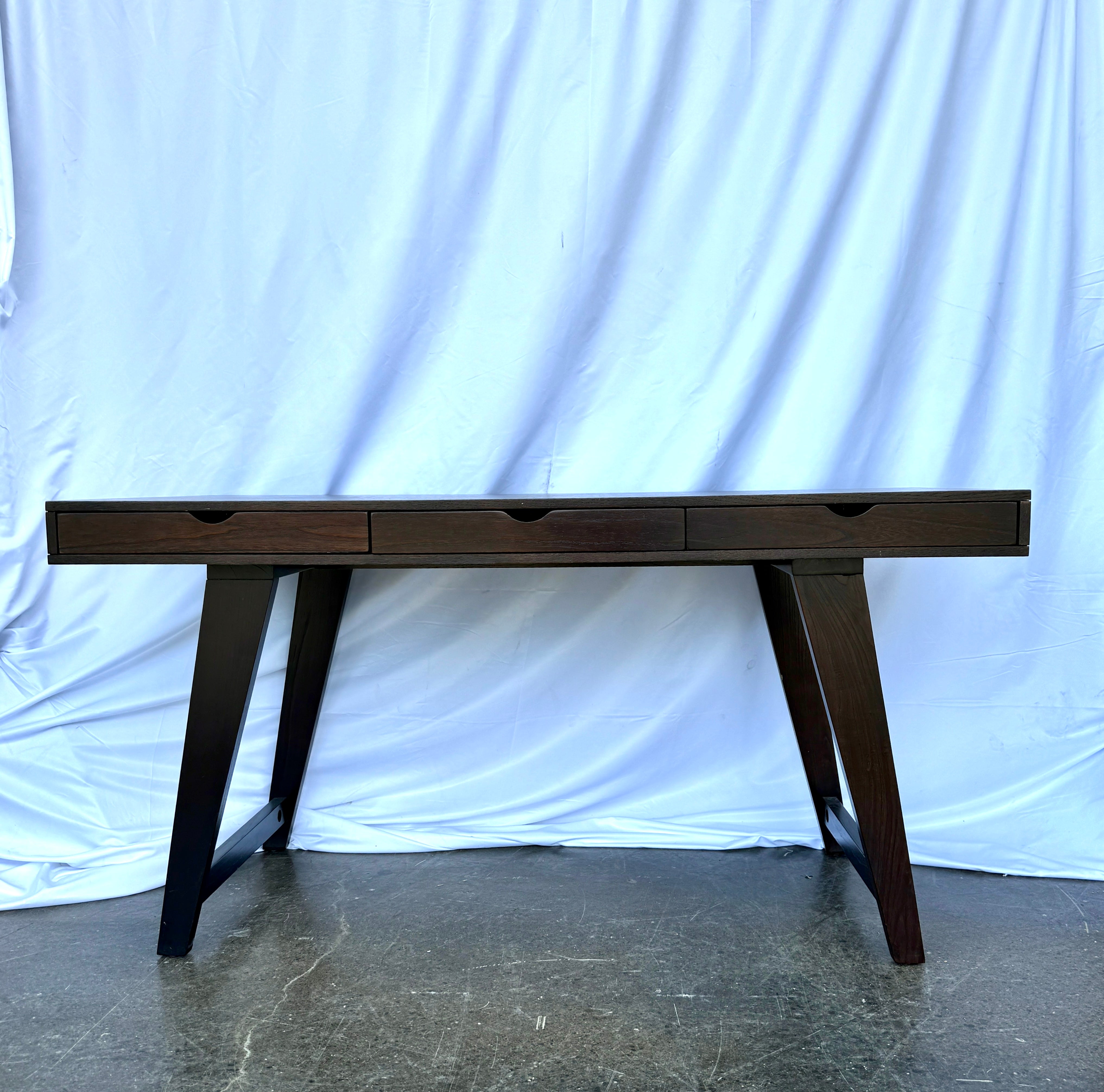 Skarbos Scandinavian Three Drawer Espresso Wood Desk