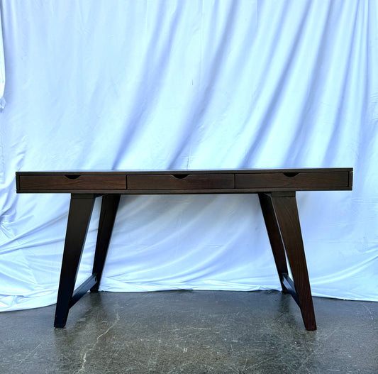 Skarbos Scandinavian Three Drawer Espresso Wood Desk