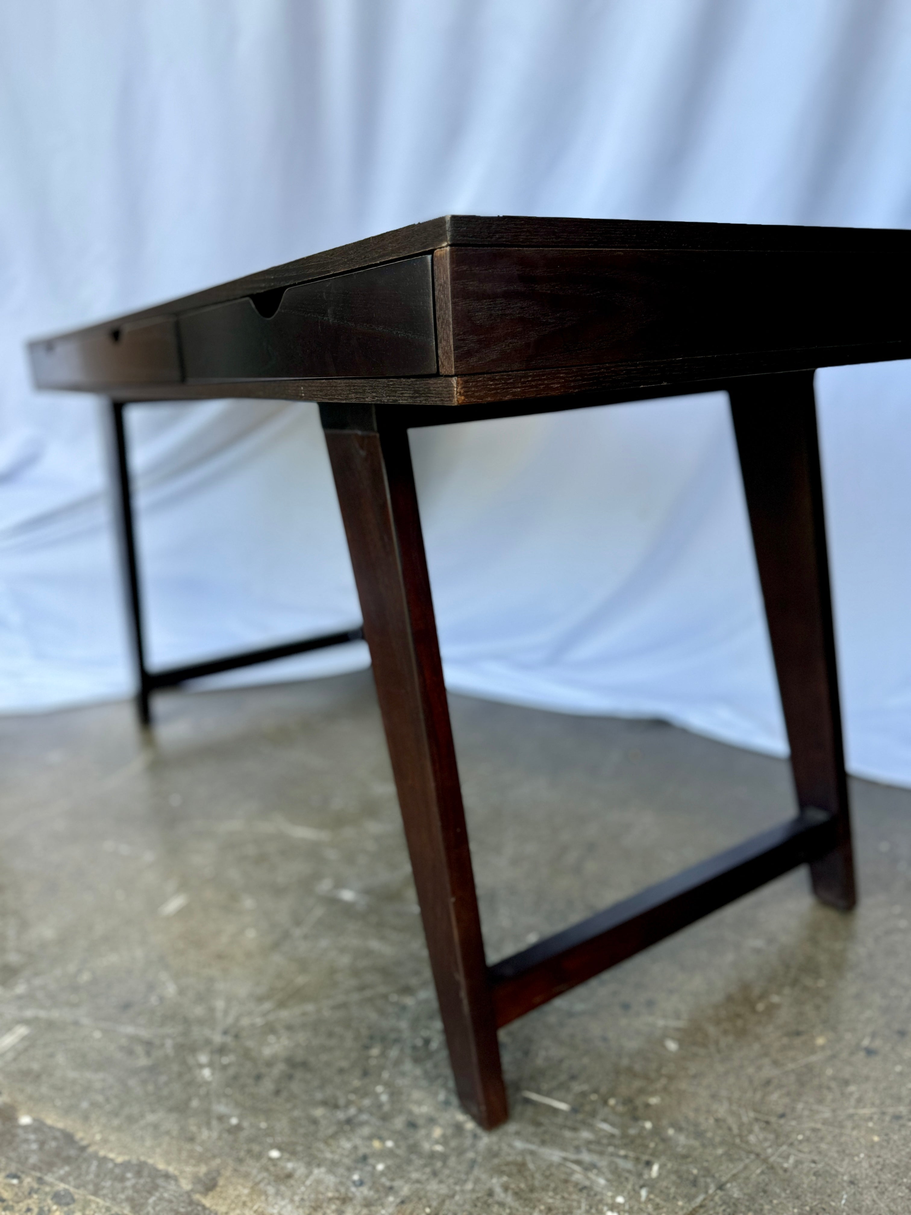 Skarbos Scandinavian Three Drawer Espresso Wood Desk