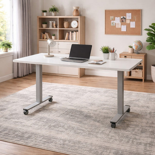 Sienna TL Modern White Top Table with Locking Casters