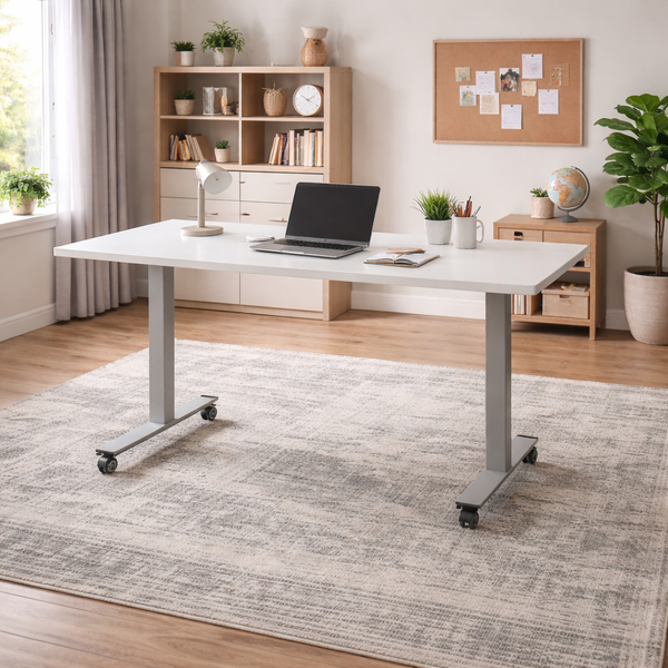 Sienna TL Modern White Top Desk with Locking Casters