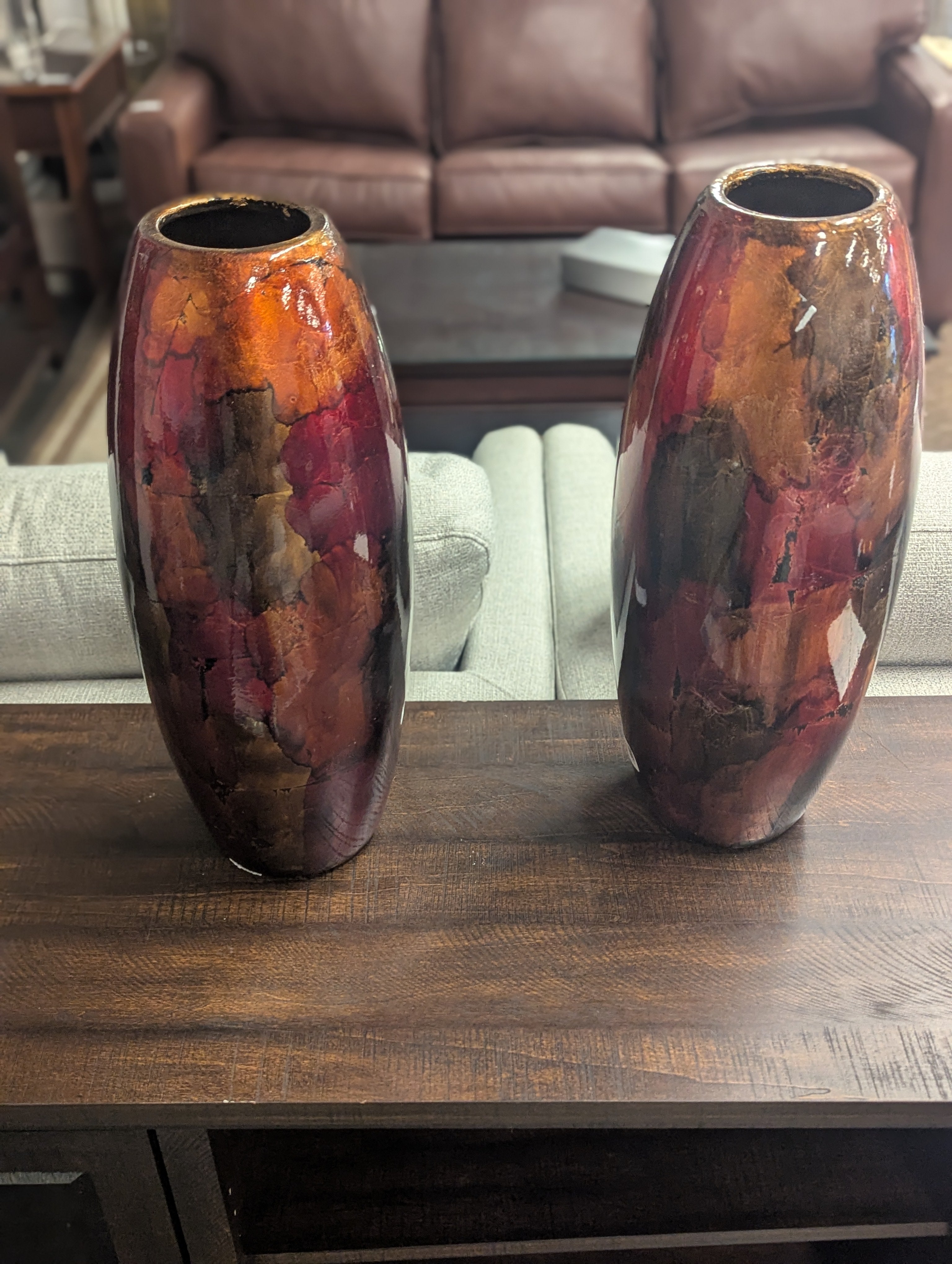 Red/Brown Tortoiseshell Glass Vase