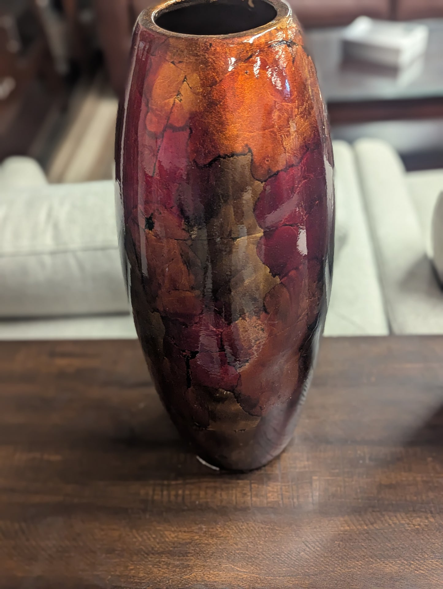 Red/Brown Tortoiseshell Glass Vase