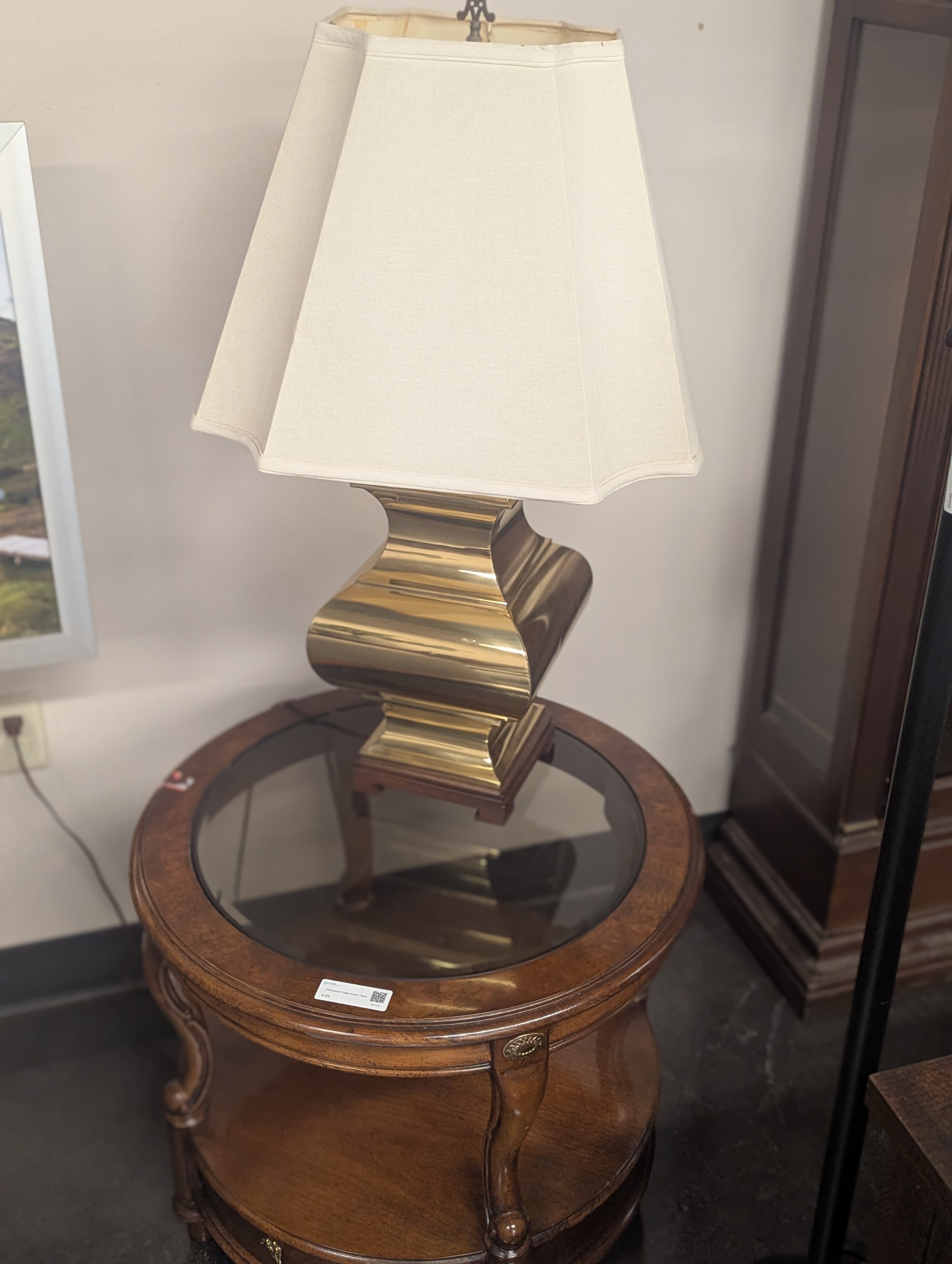 Cherrywood Glass Accent Table