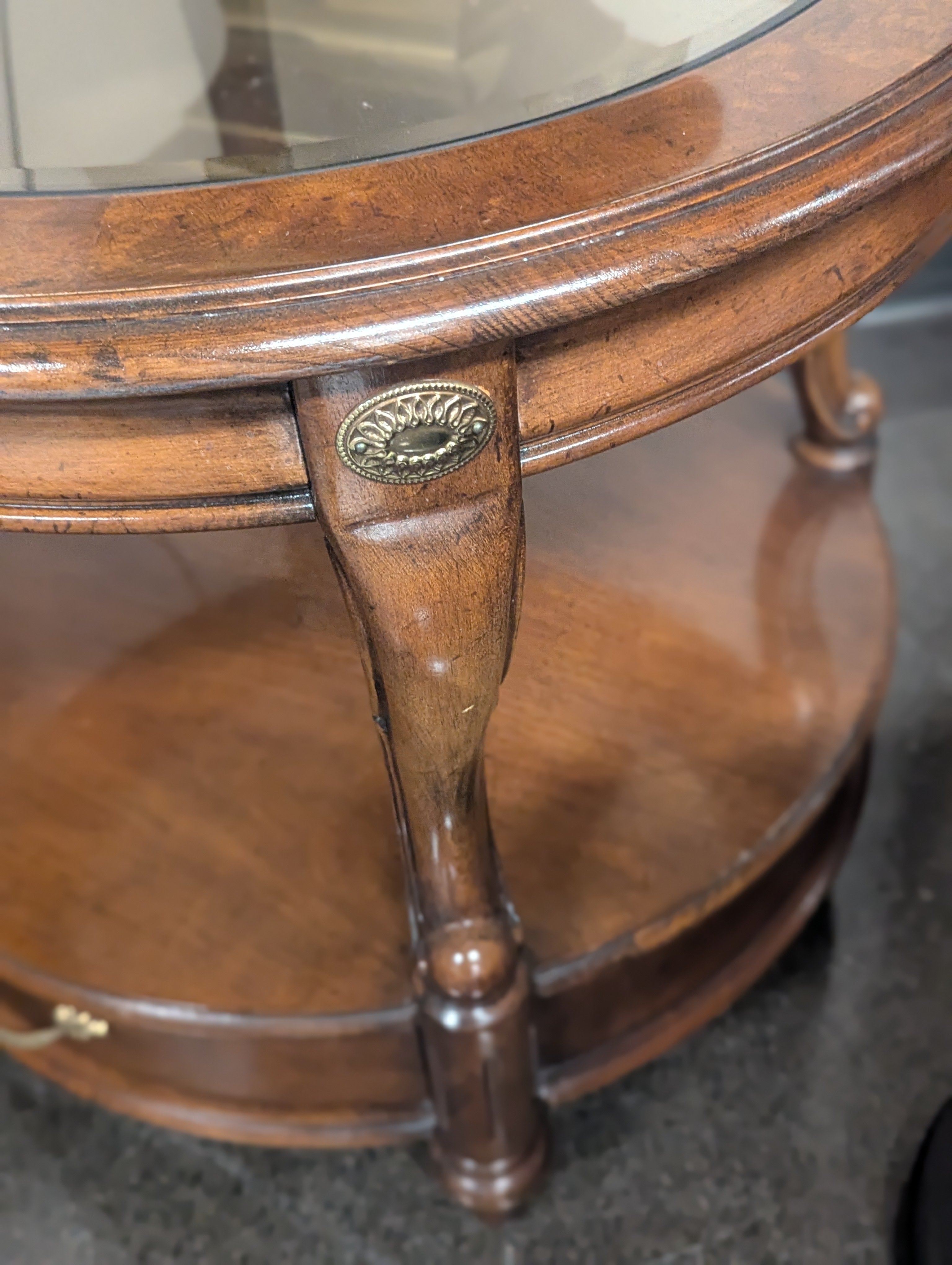 Cherrywood Glass Accent Table