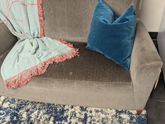 Sofa: Love Seat, Tall Backrest - Gray Velvet