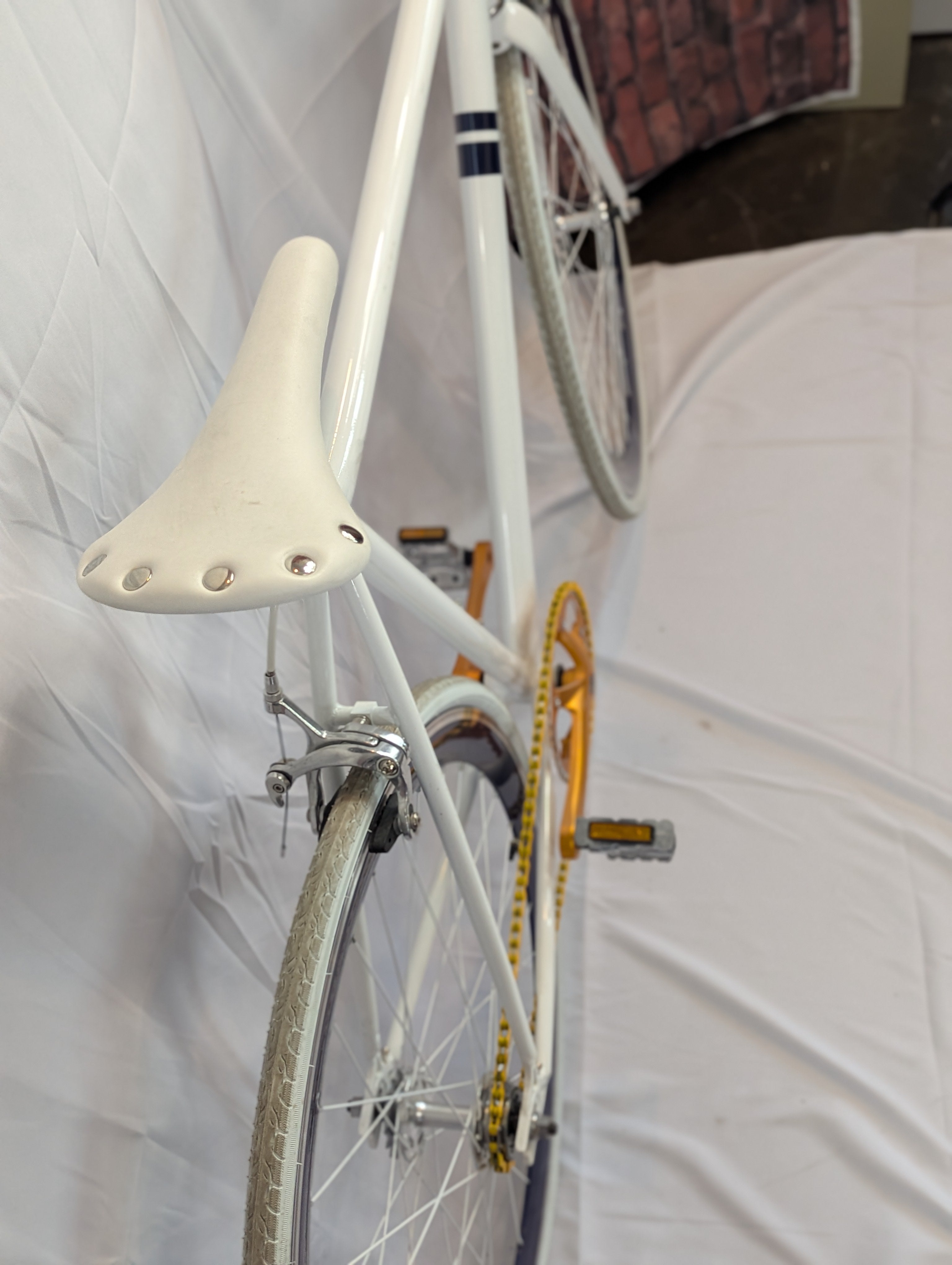 Sole Fixie White bike, white orange accent