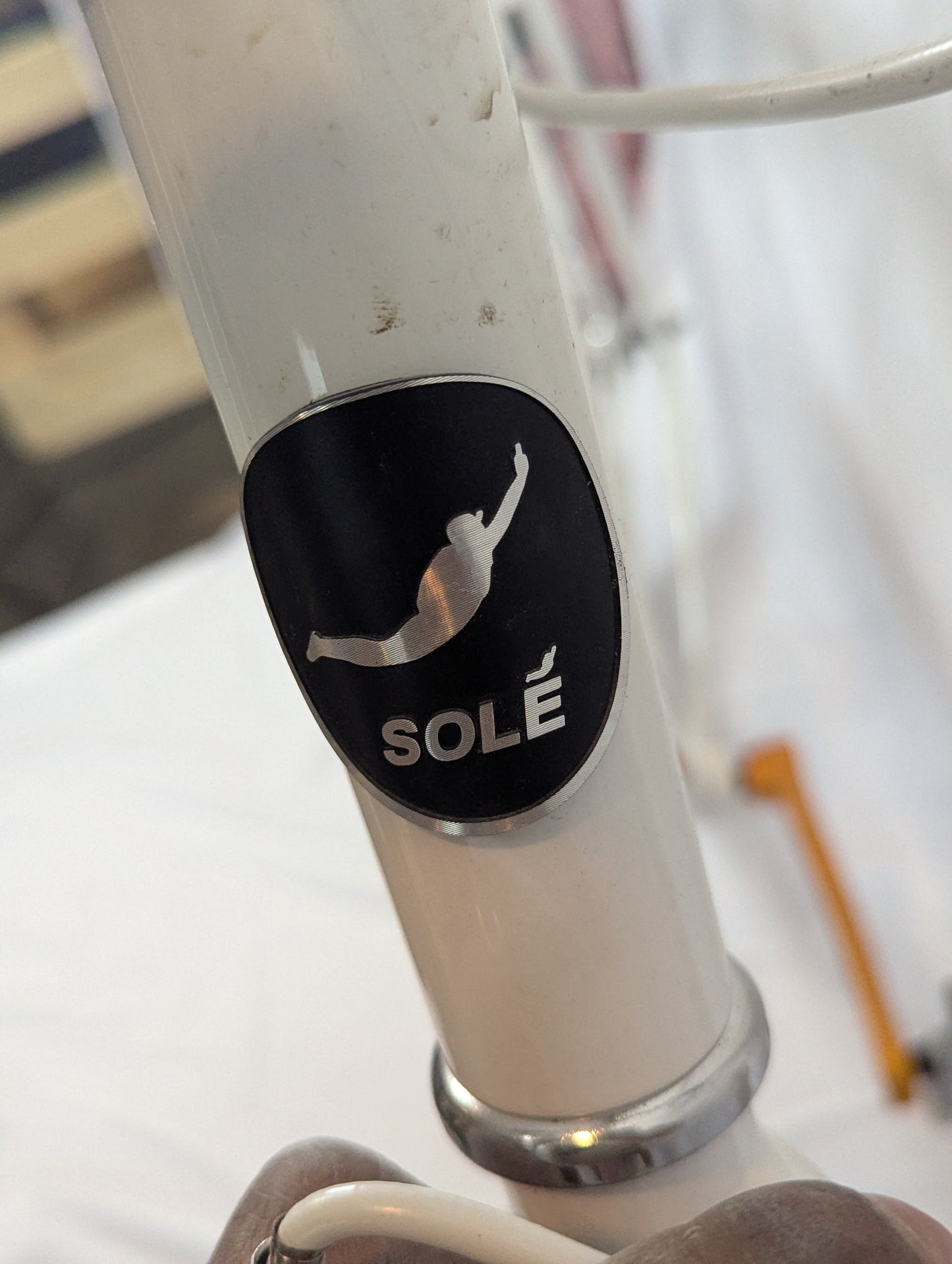 Sole Fixie White bike, white orange accent