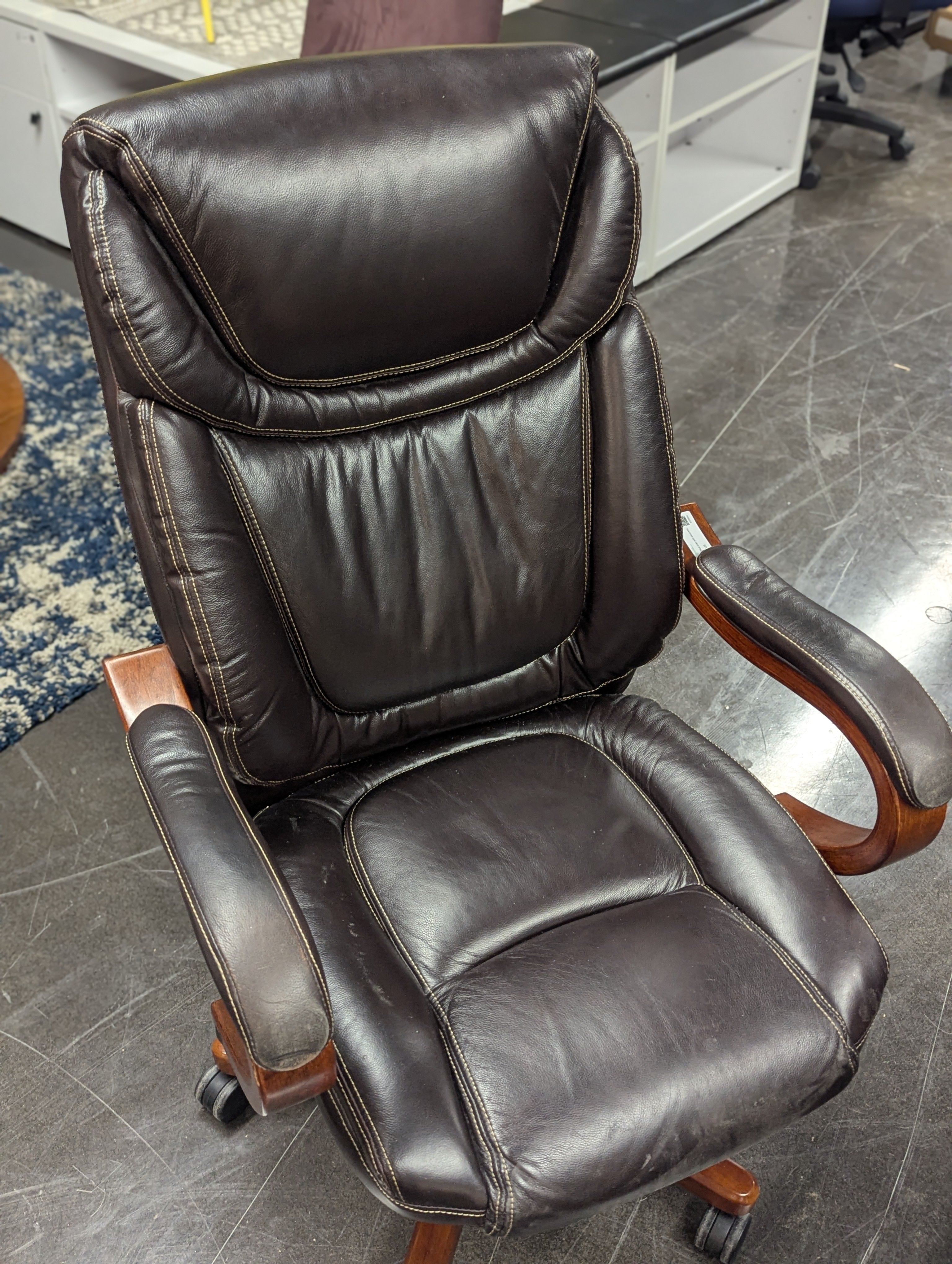 Leather Office chair with wood trim