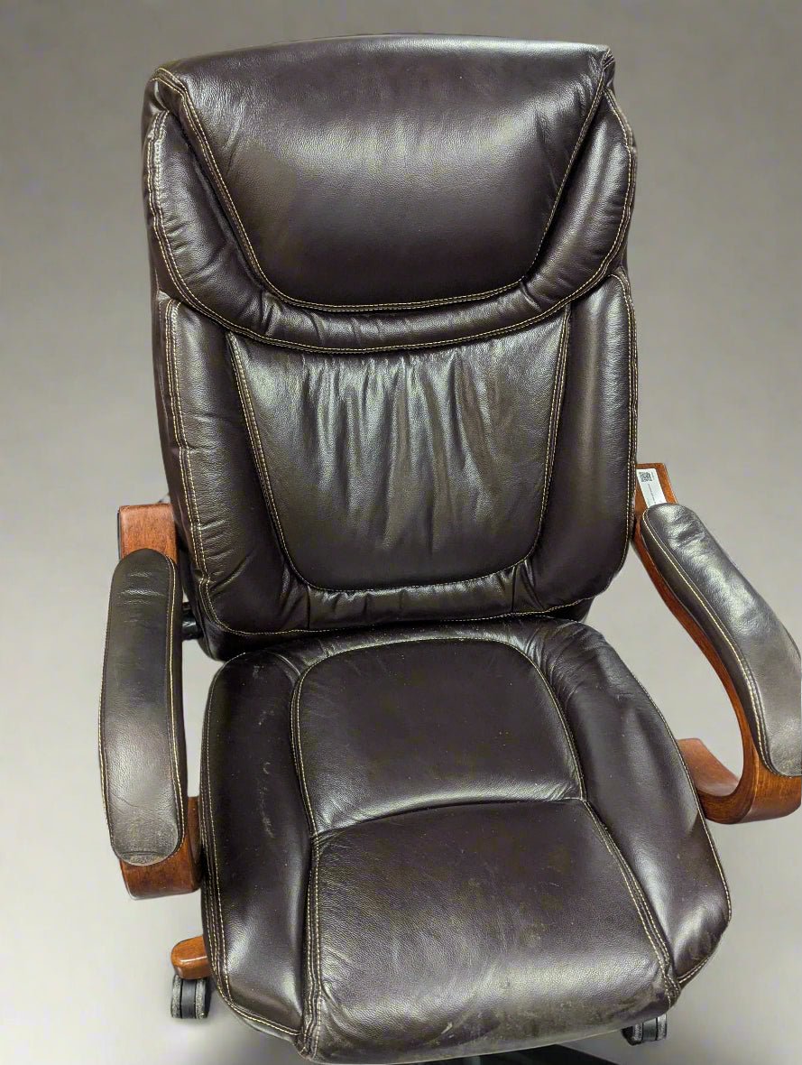 Leather Office chair with wood trim
