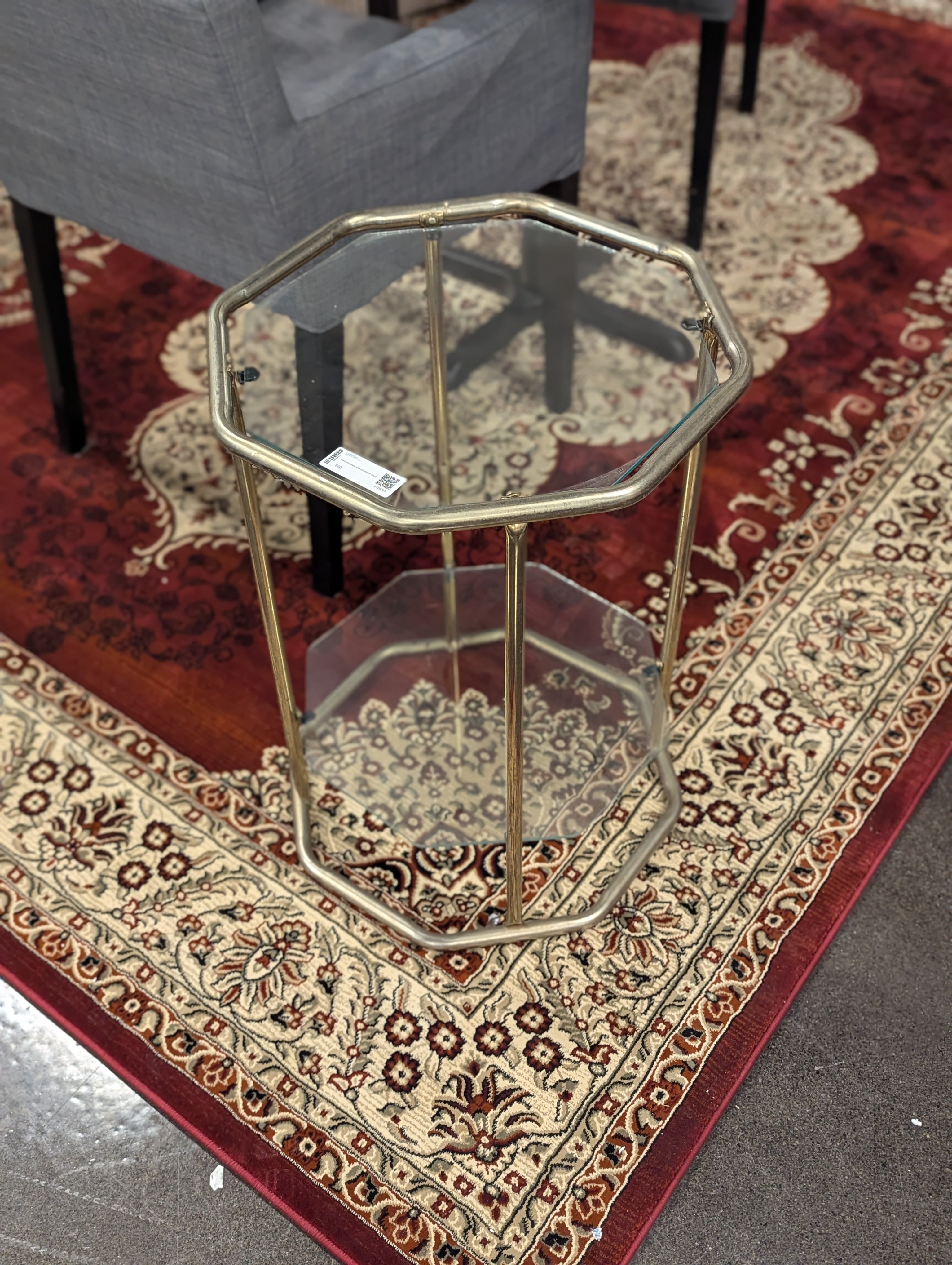 Hexagon glass side table/plant stand