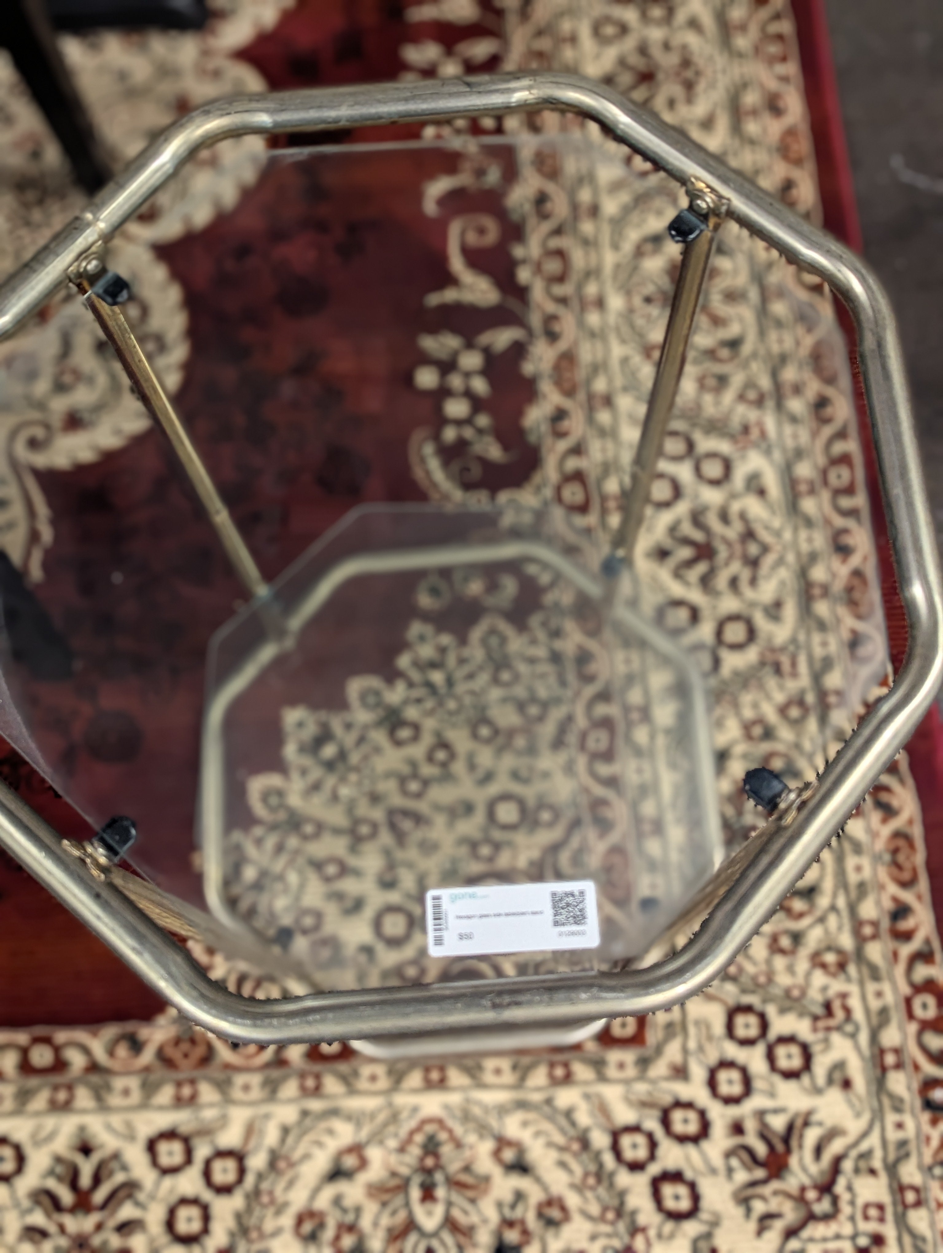 Hexagon glass side table/plant stand