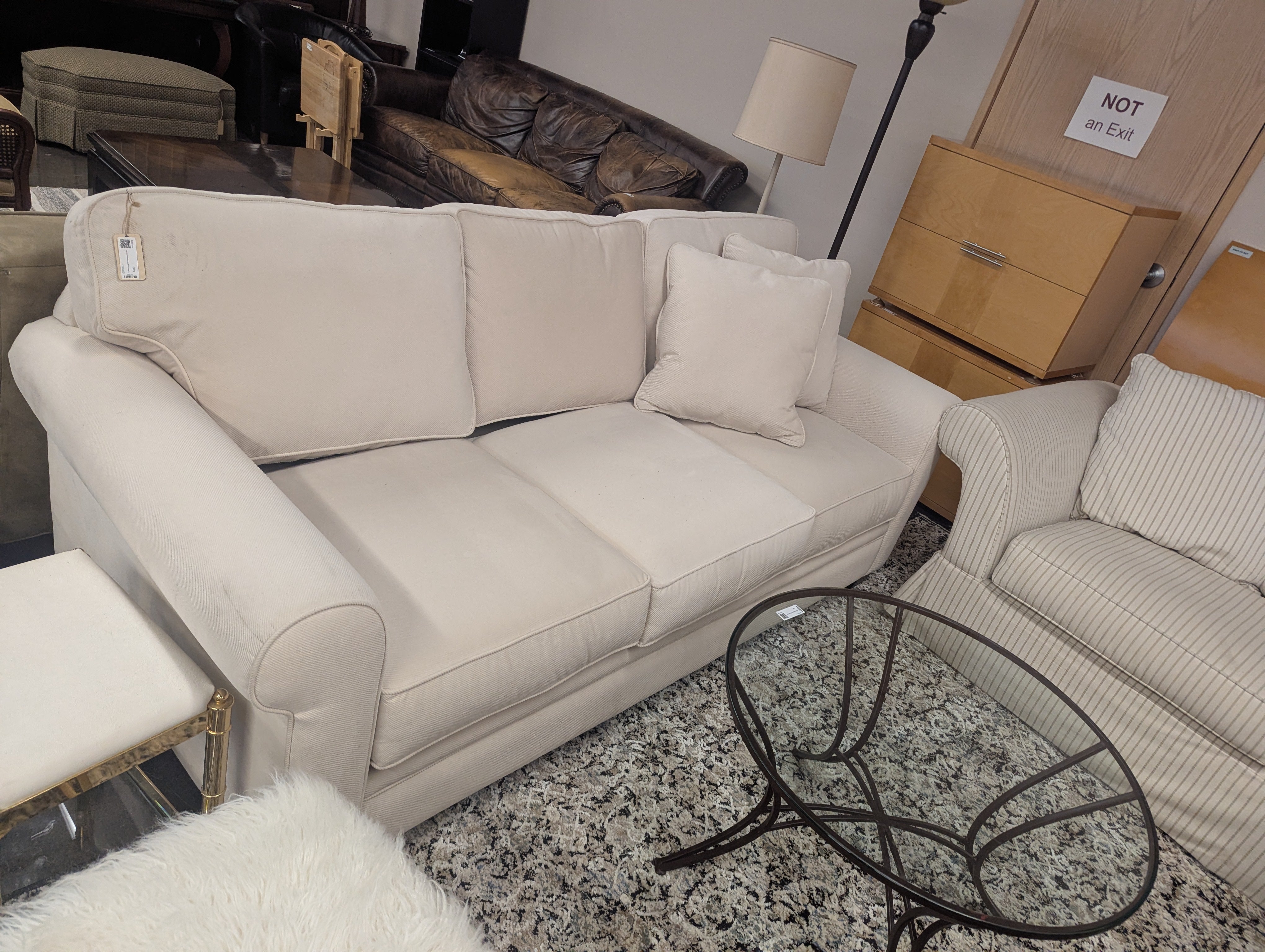 Cream Brushed Corduroy Couch