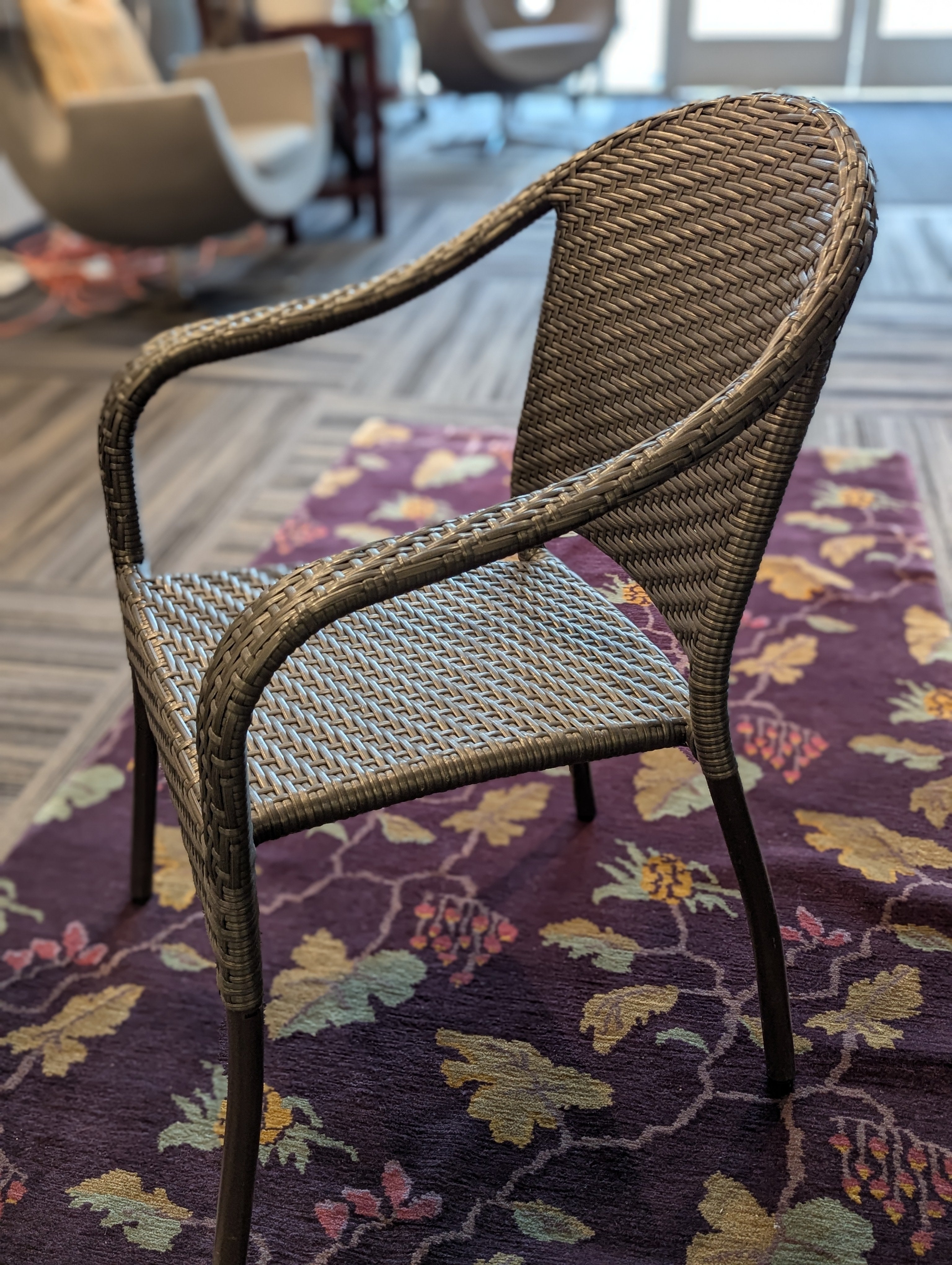Frontgate Metal And Wicker Table And 4 Chairs