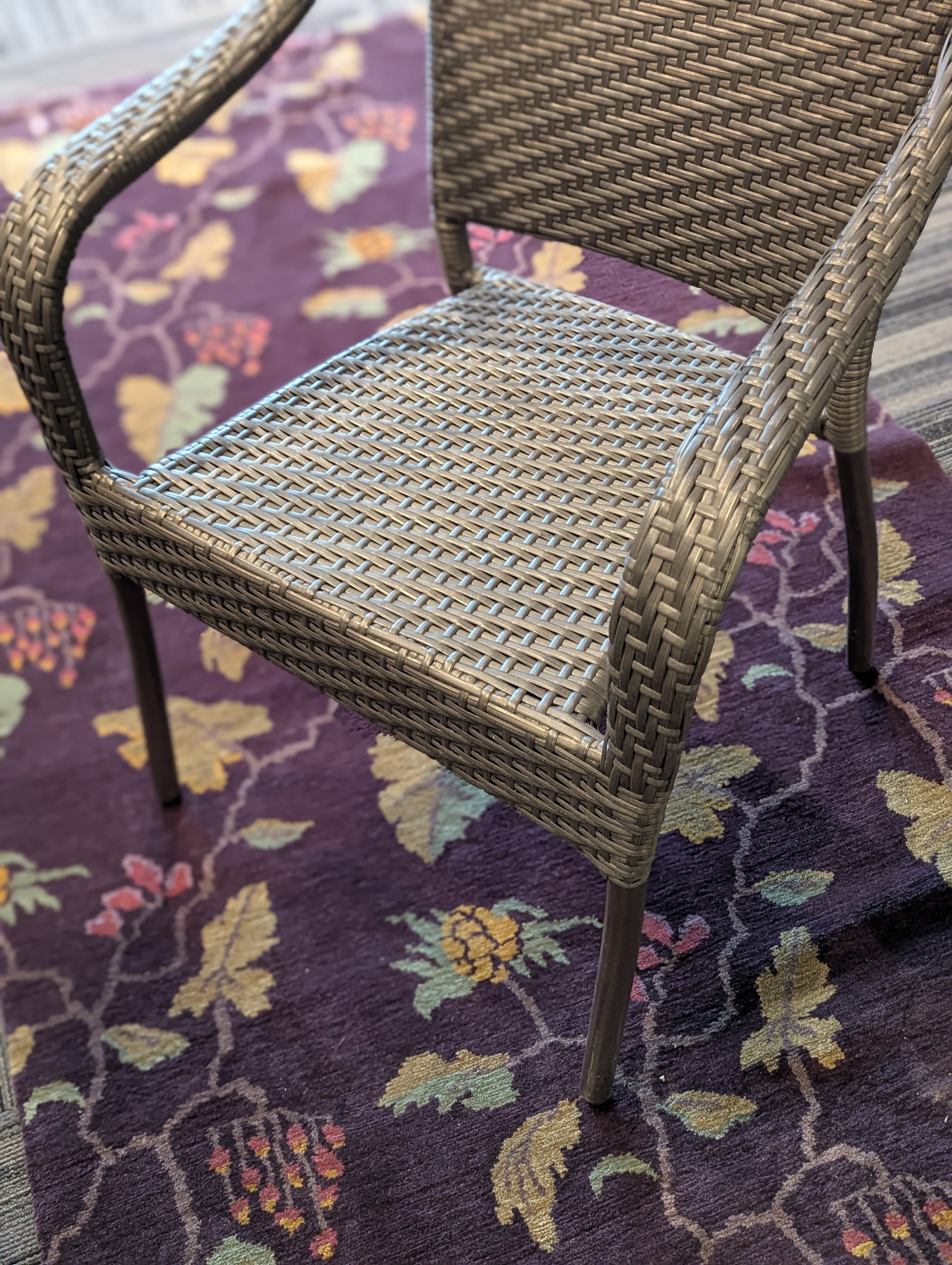 Frontgate Metal And Wicker Table And 4 Chairs