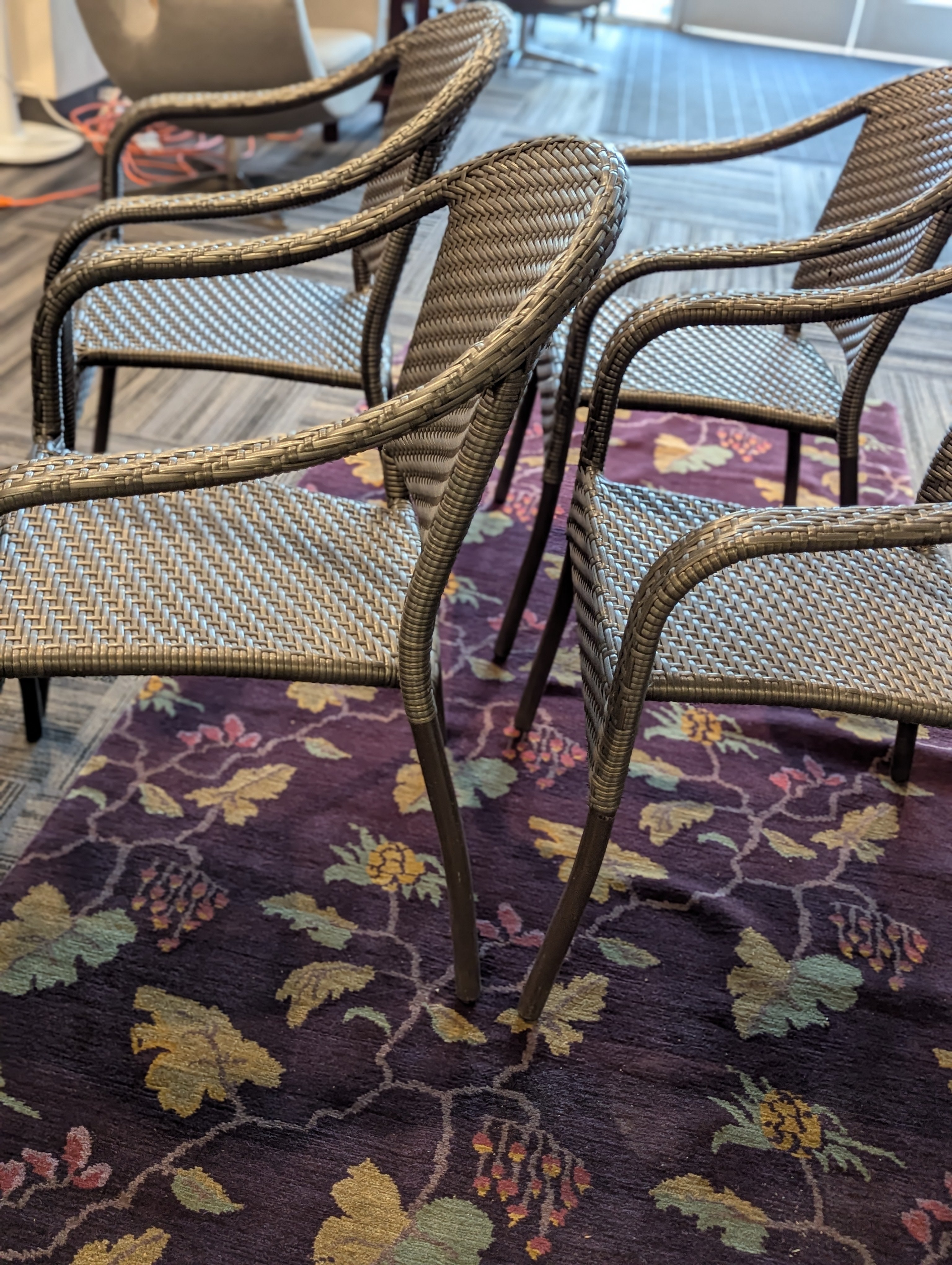 Frontgate Metal And Wicker Table And 4 Chairs