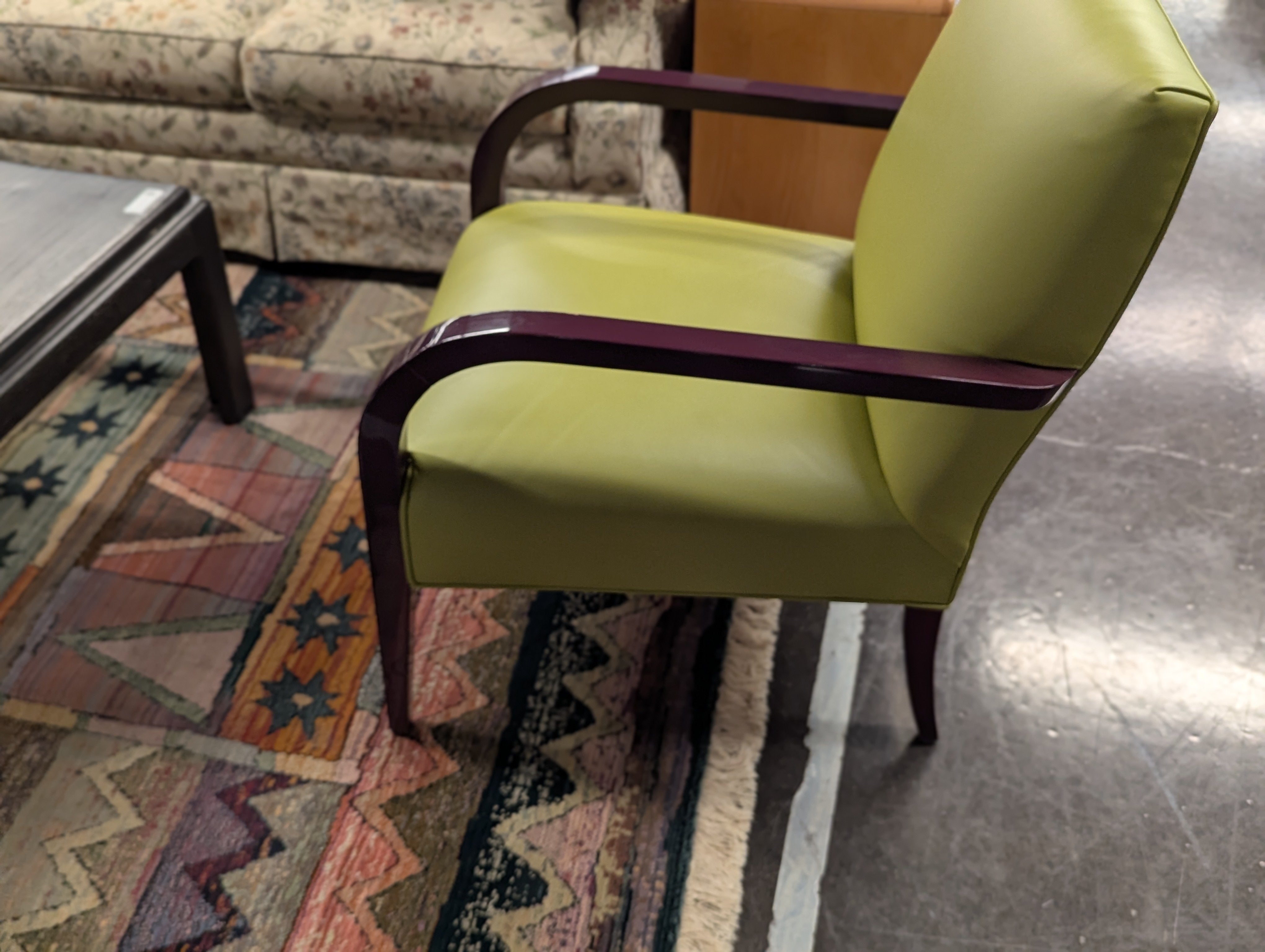 Swaim Green Leather Accent Chair