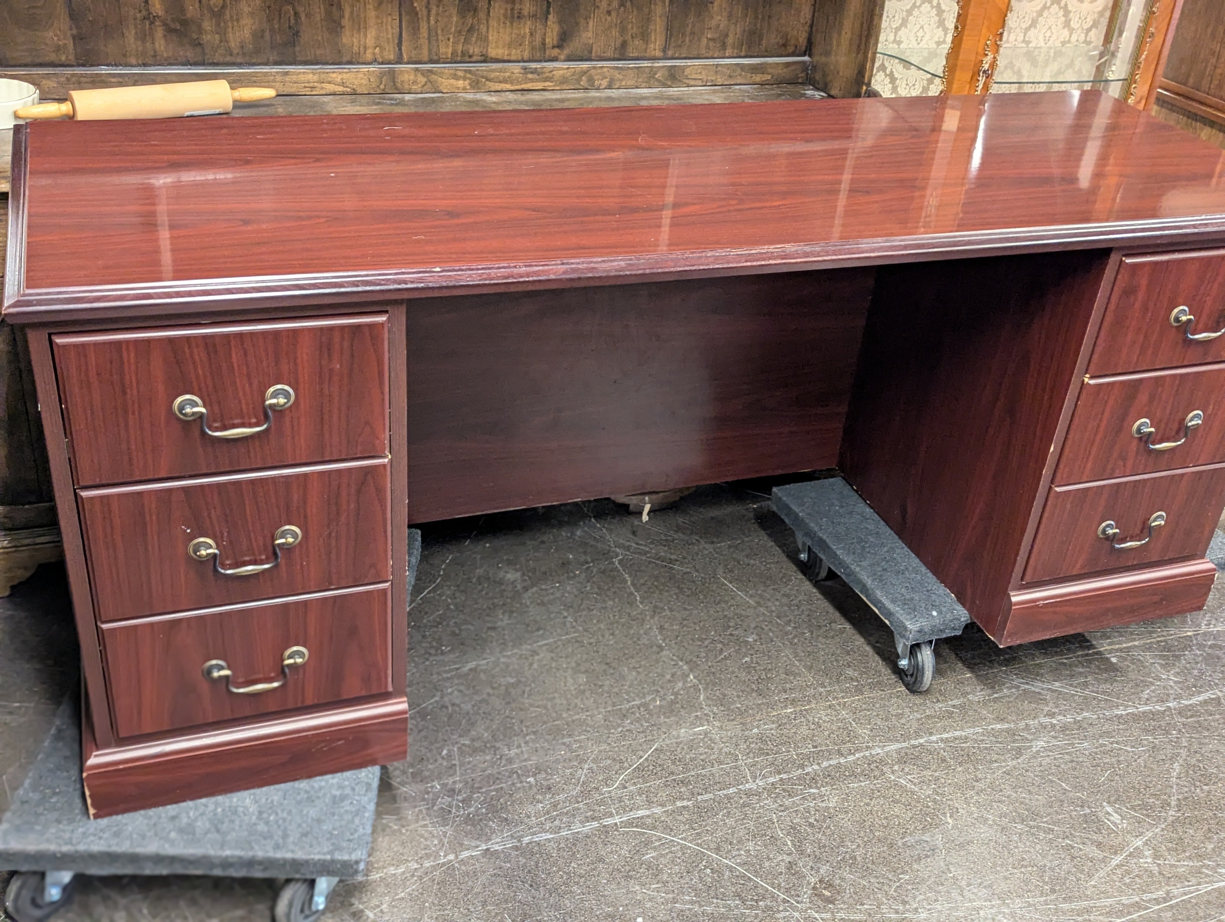 Cherrywood Hekman Desk With Brass Pulls