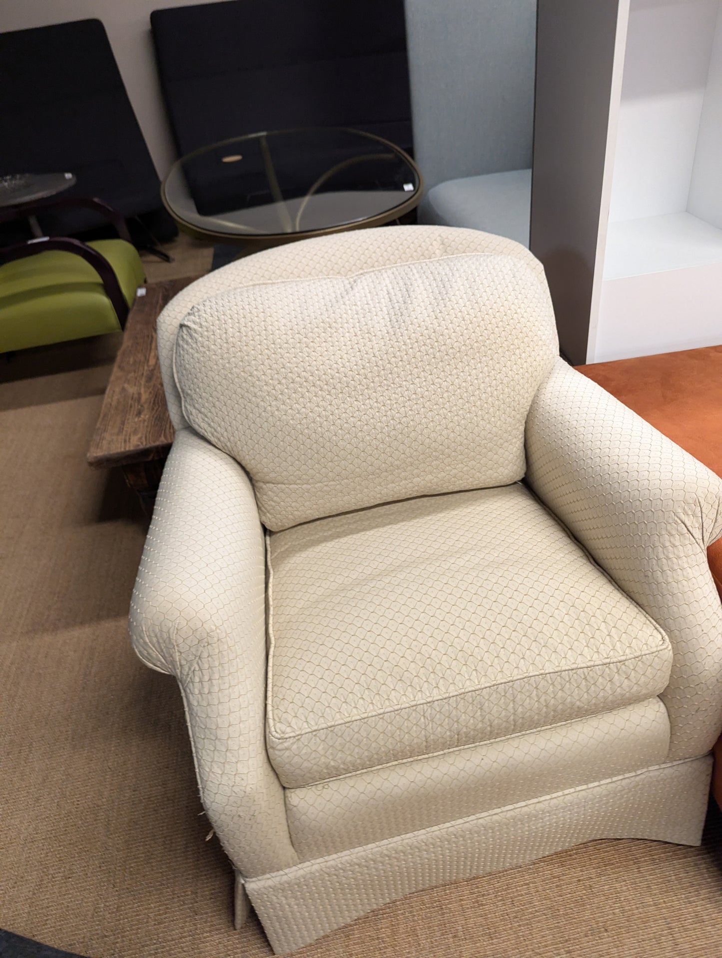 Century Ivory Swivel Chair With Diamonte Fabric