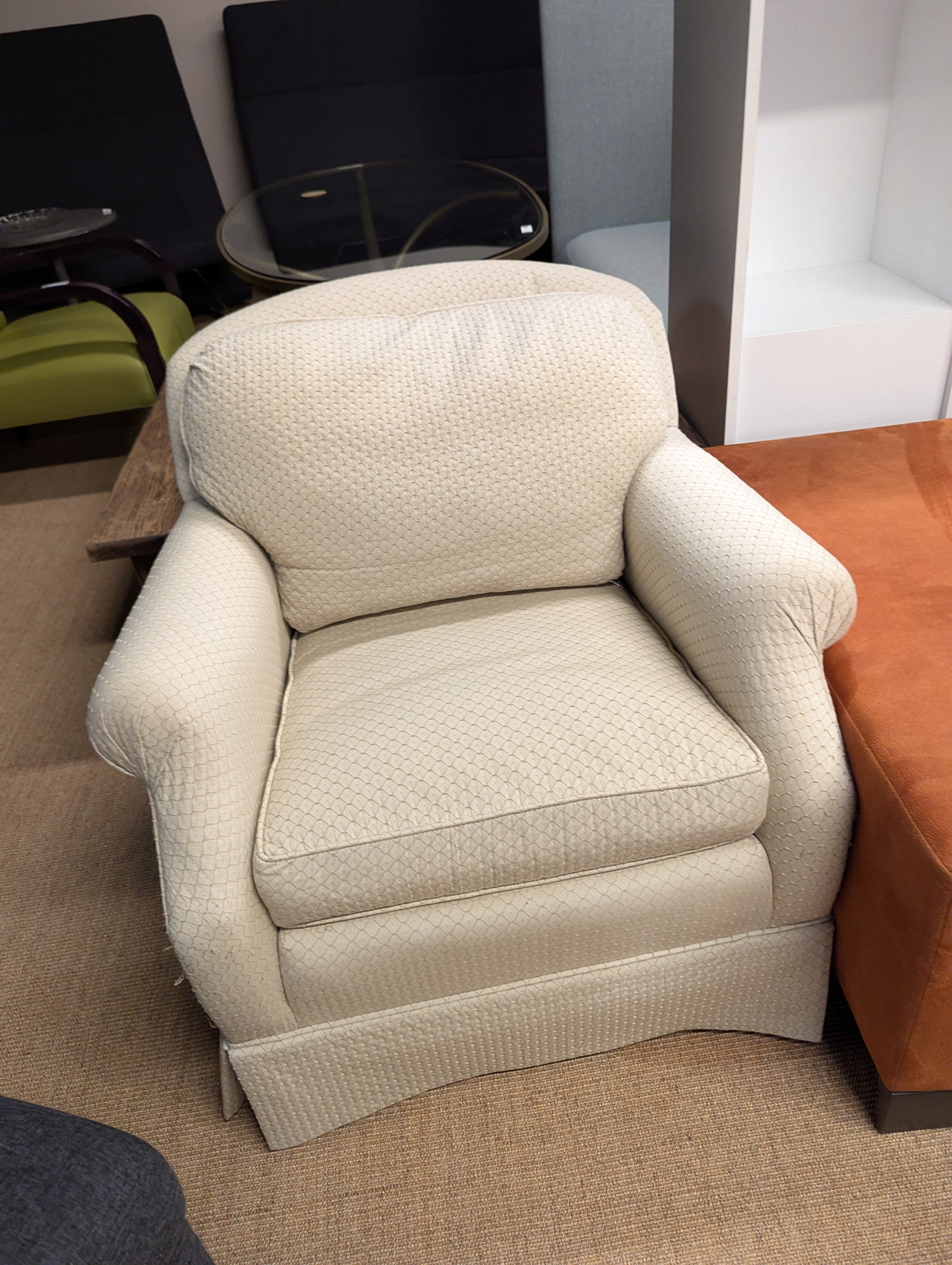 Century Ivory Swivel Chair With Diamonte Fabric