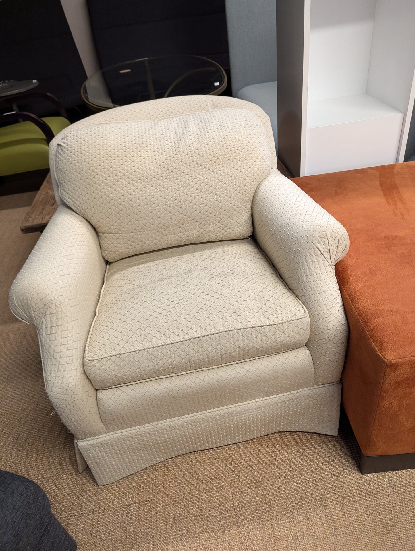 Century Ivory Swivel Chair With Diamonte Fabric