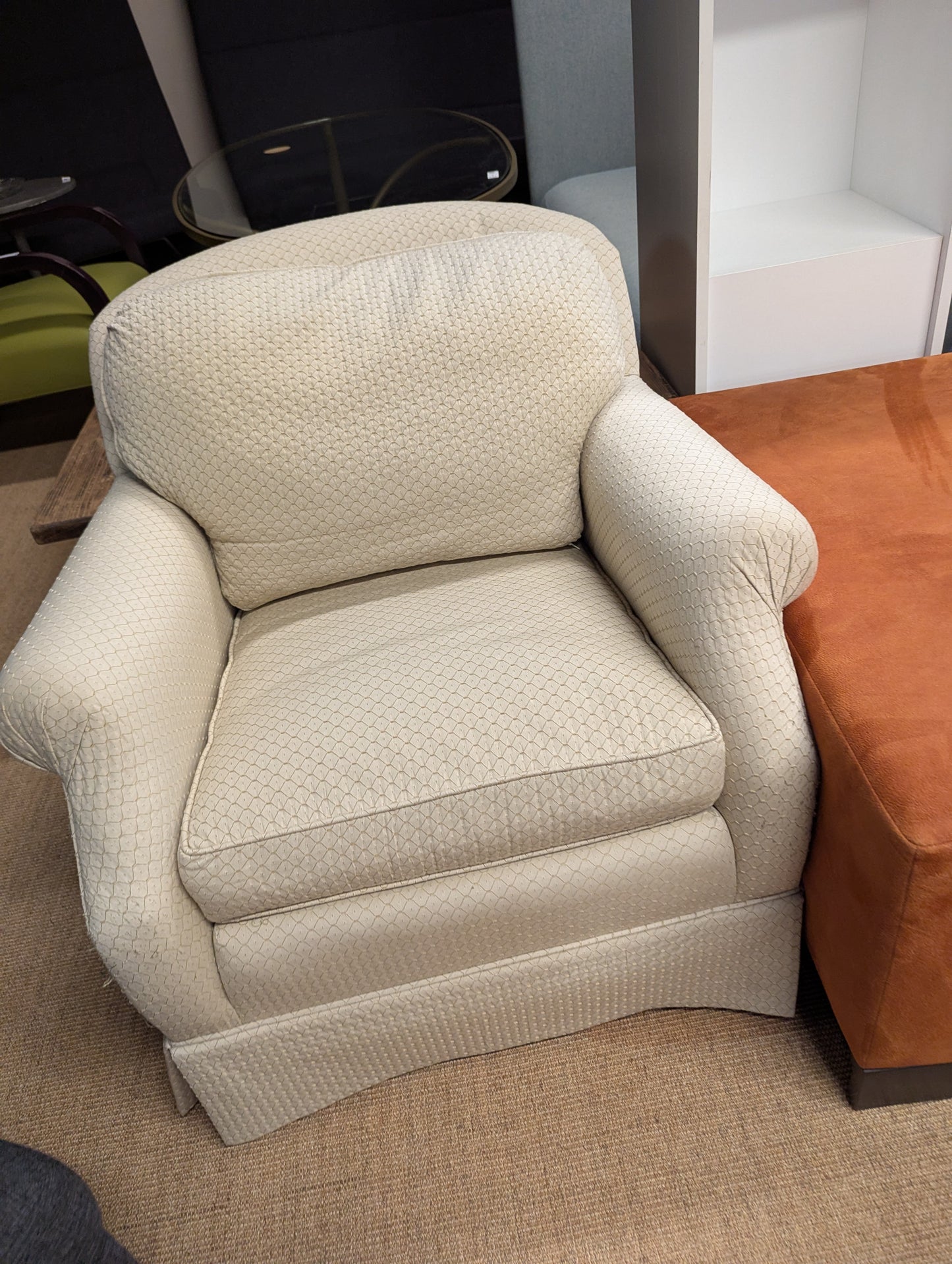 Century Ivory Swivel Chair With Diamonte Fabric