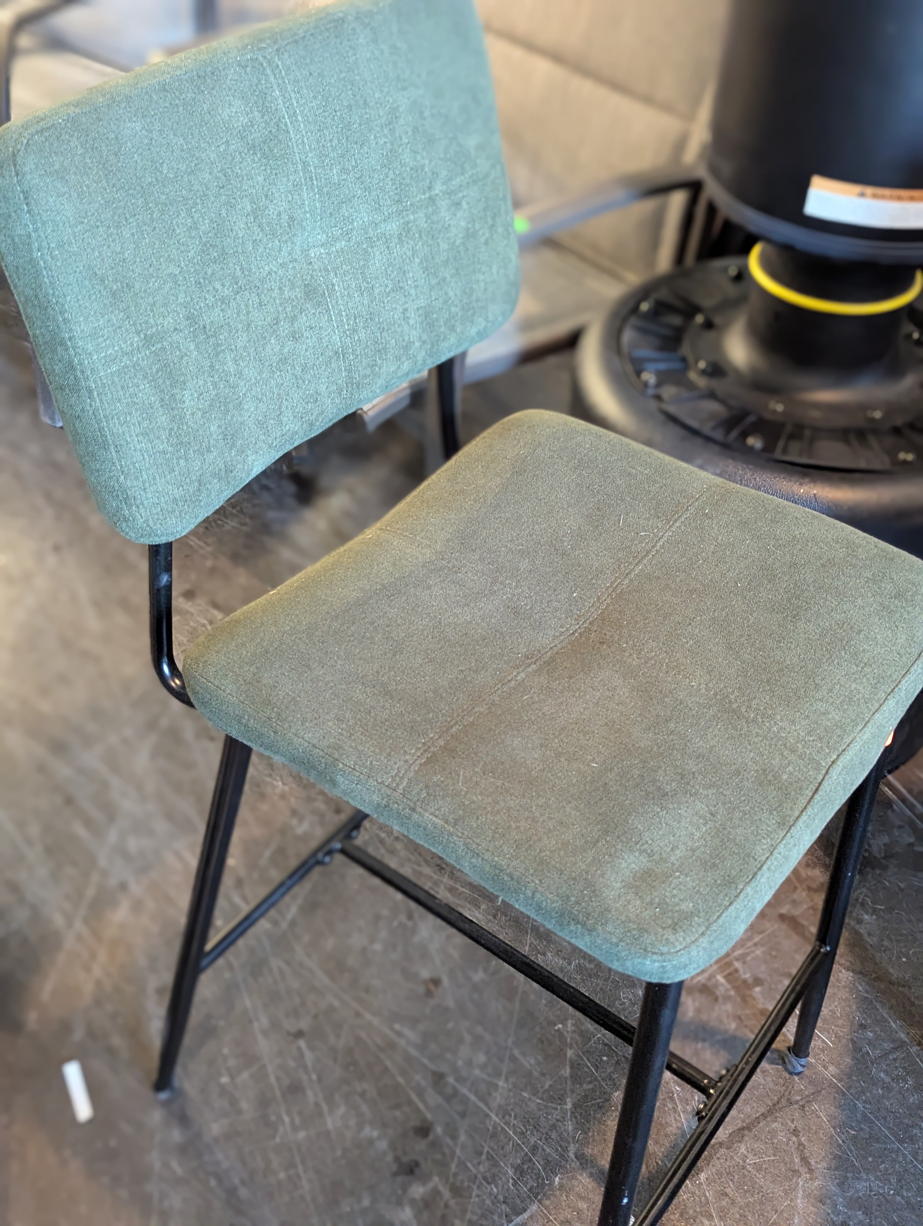 Green Linen and Metal Chair