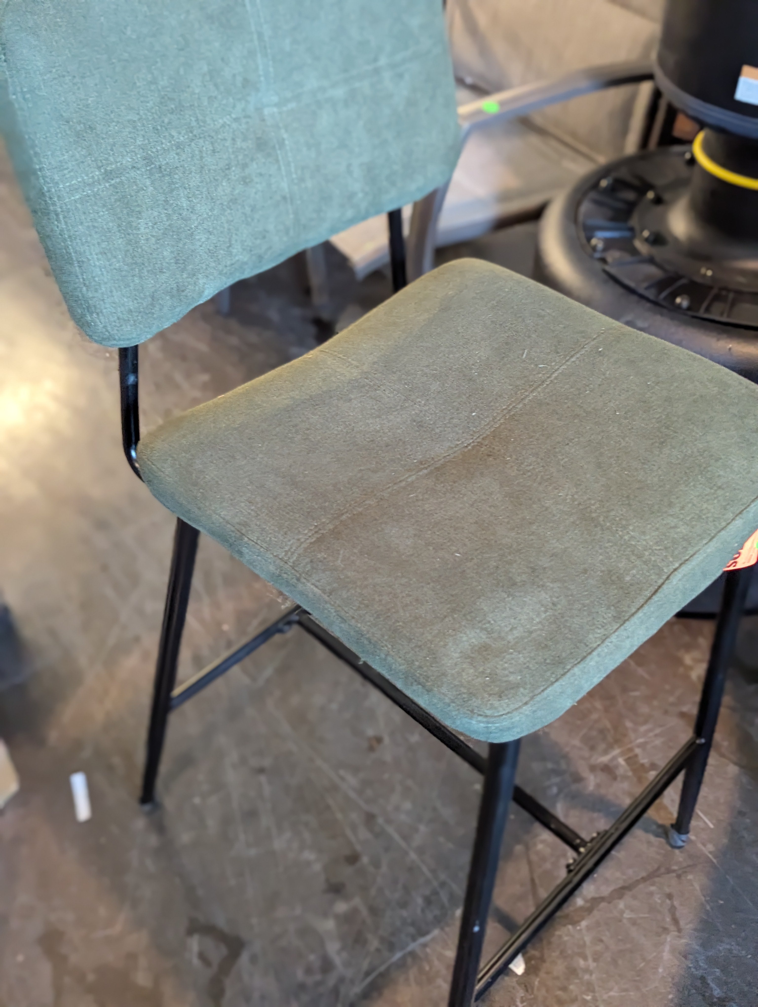 Green Linen and Metal Chair