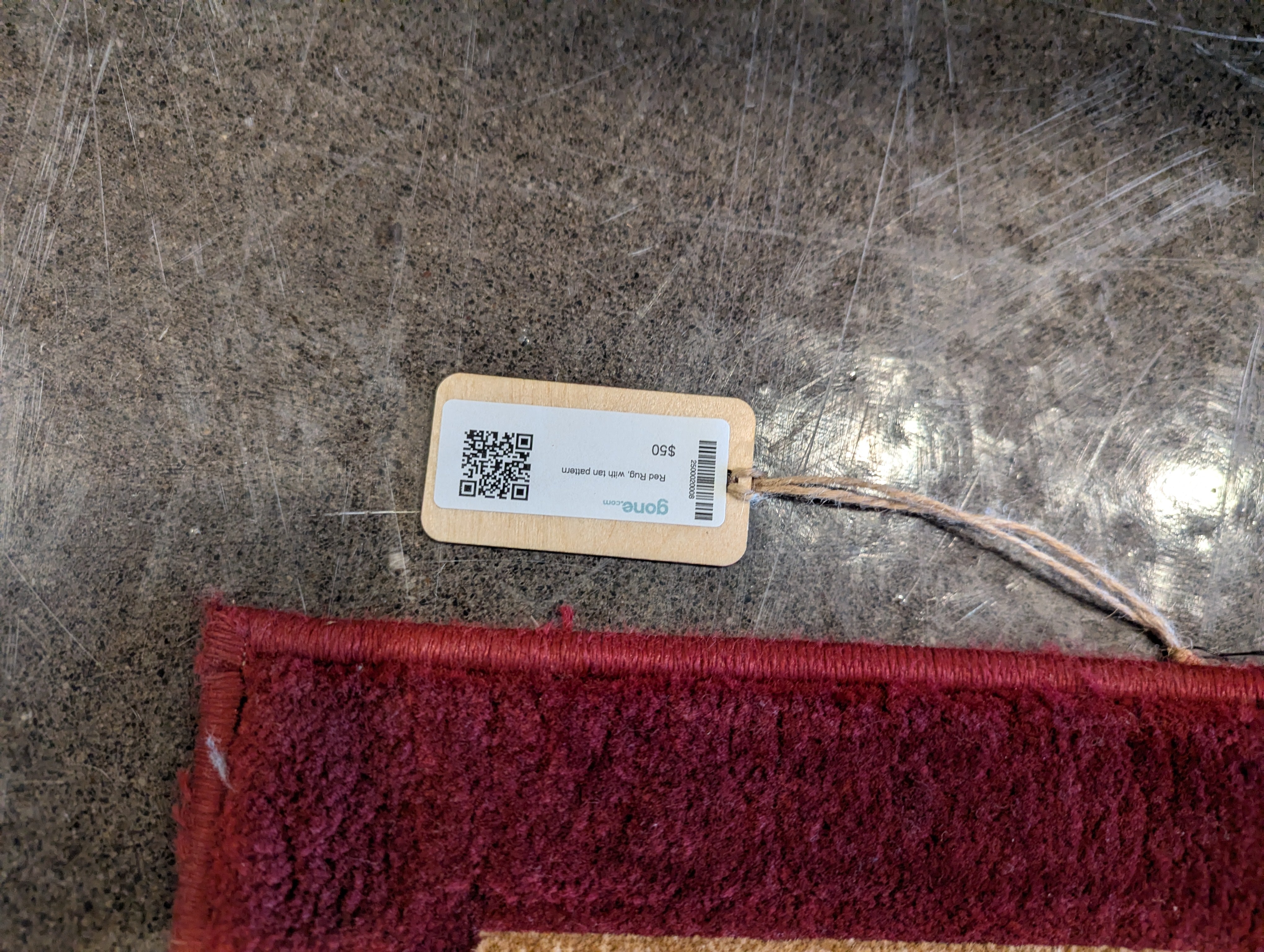 Contemporary Red Rug, With Tan Detail