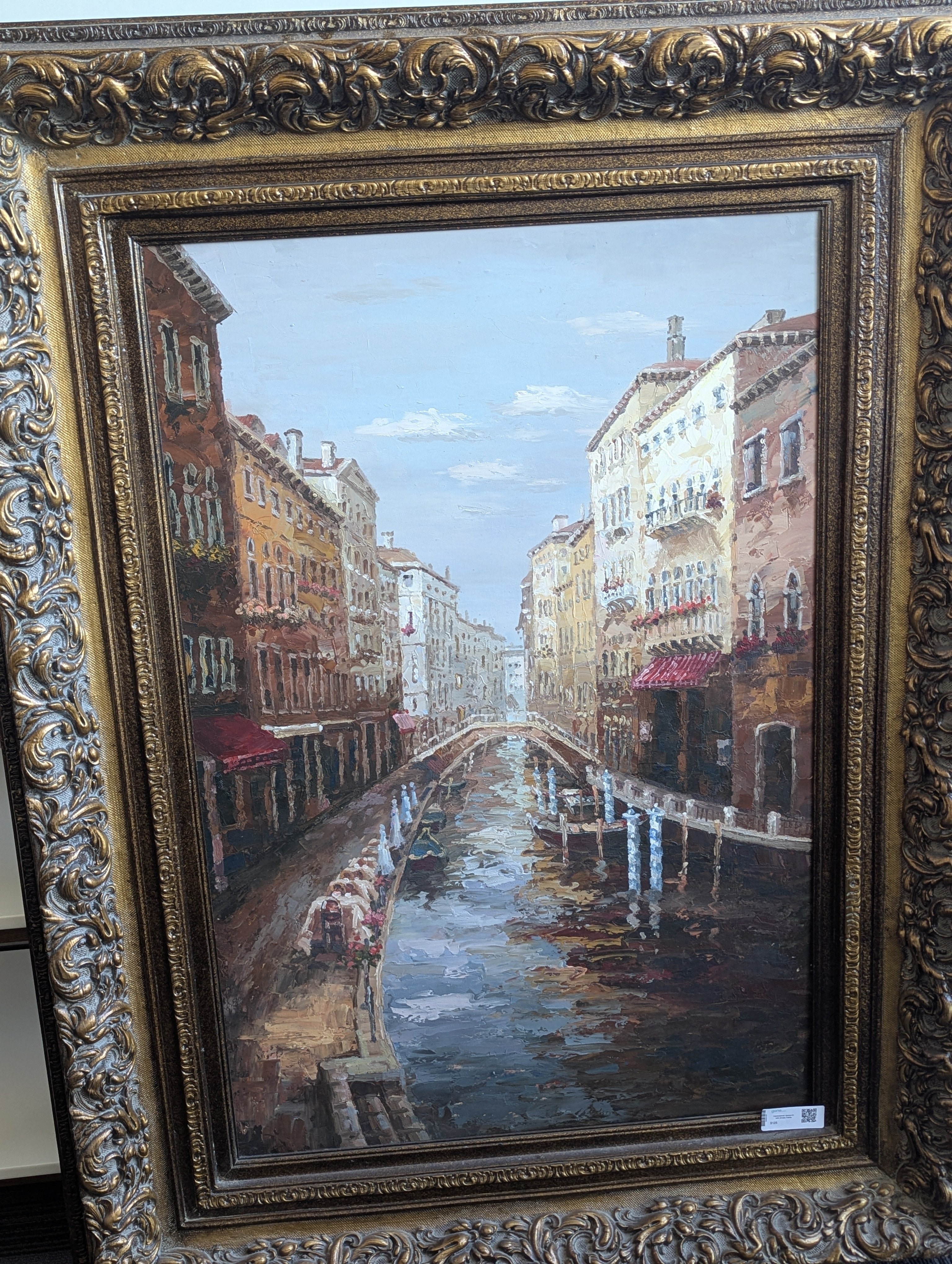 Impressionist Venice Art with Ornate Frame