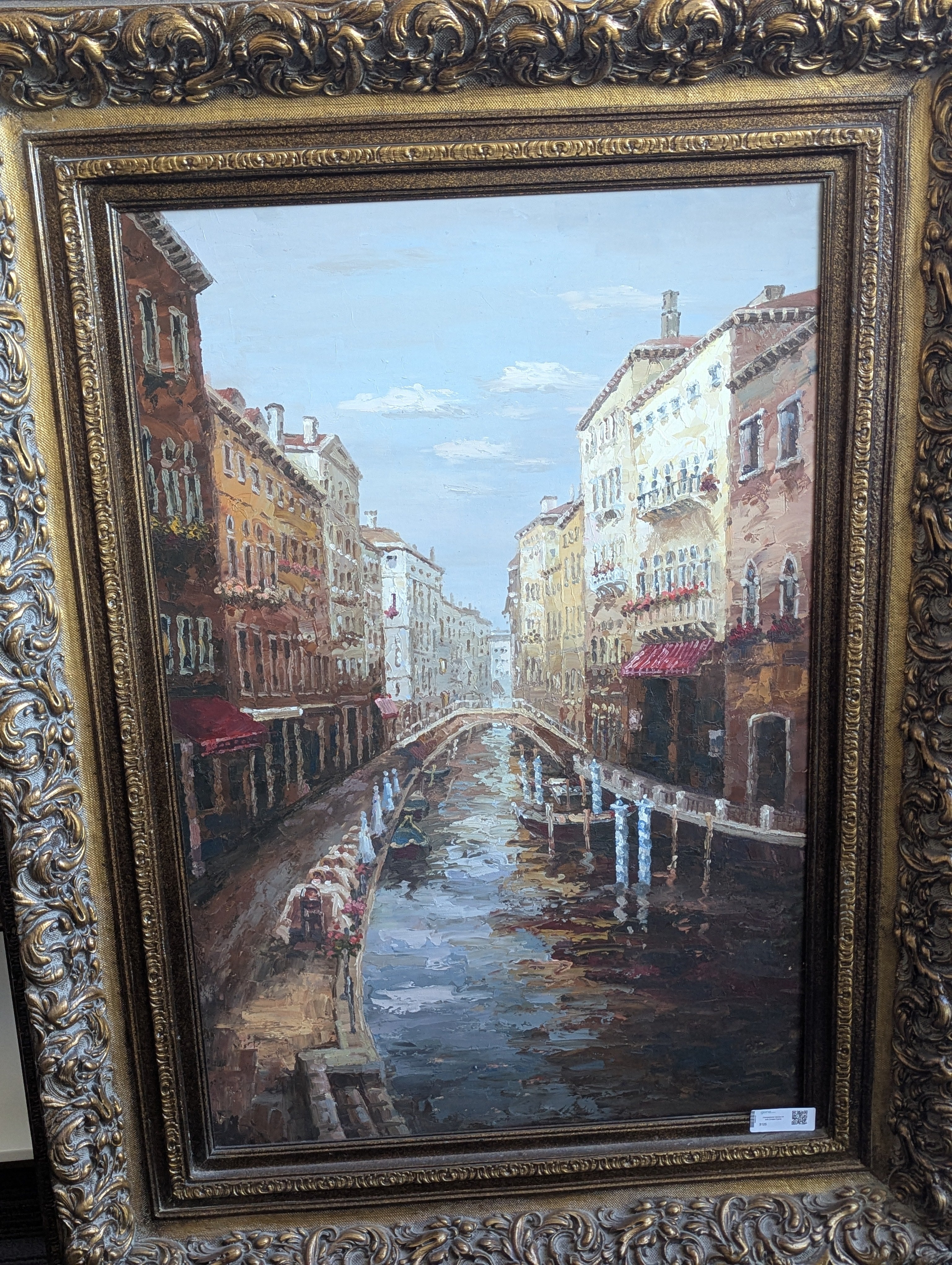 Impressionist Venice Art with Ornate Frame