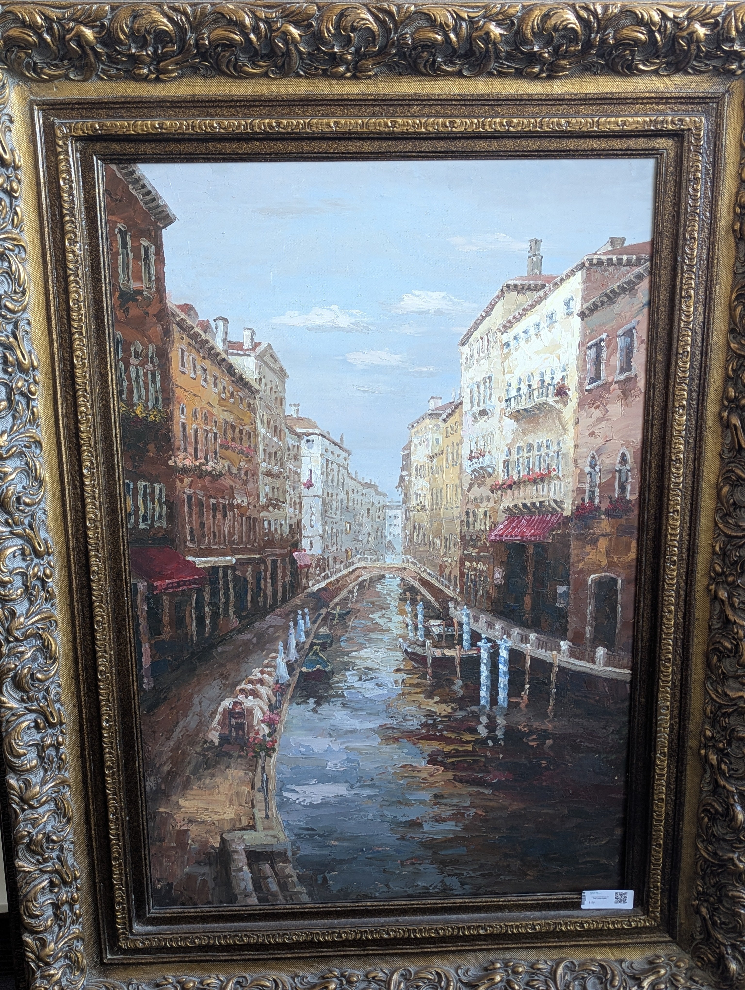 Impressionist Venice Art with Ornate Frame